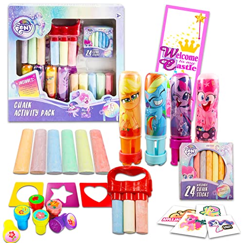 MLP Shop My Little Pony chalk Set - My Little Activity Bundle with 40+ Pieces Plus Temporary Tattoos, Stampers, and More for Kid