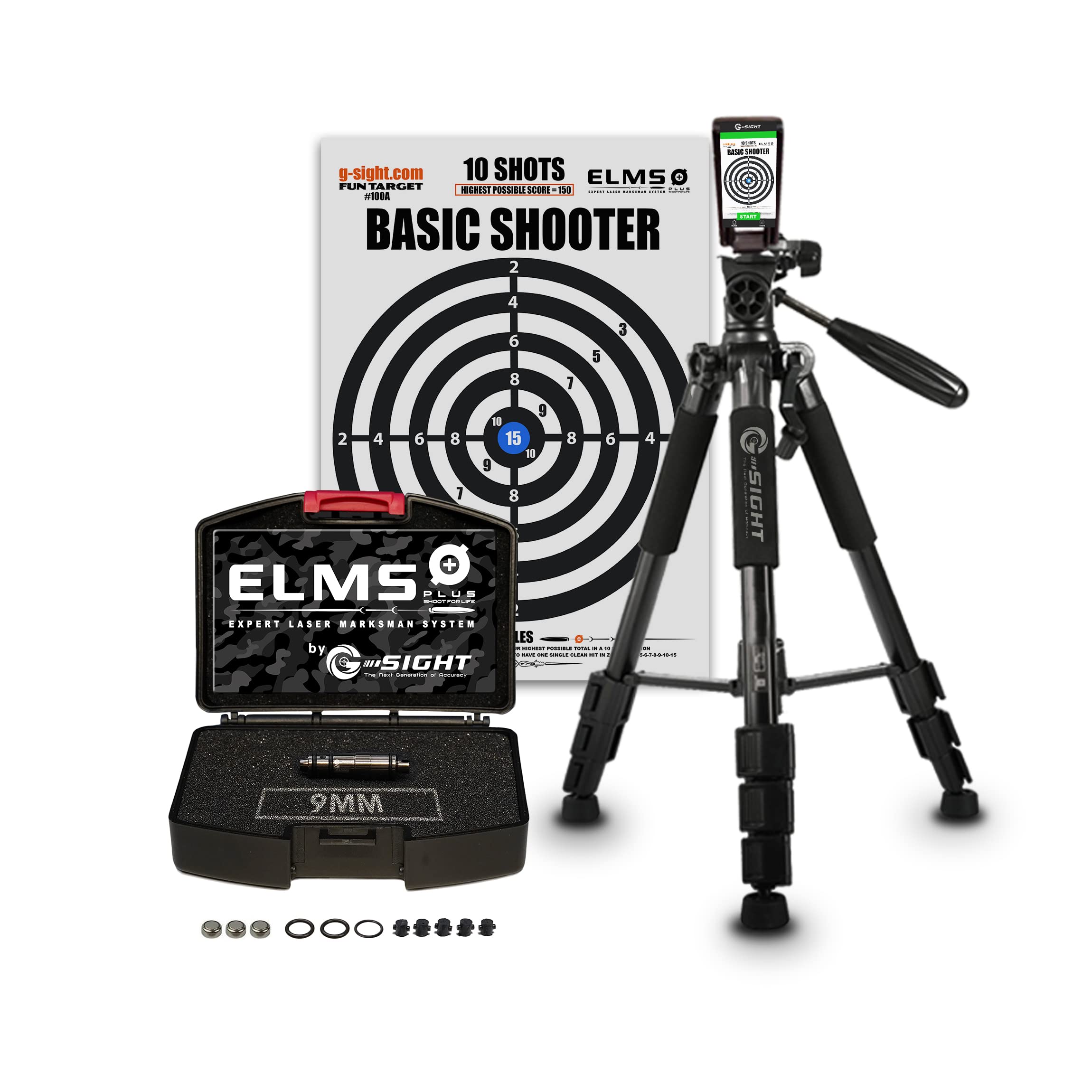 g-Sight ELMS Plus PROPAcK 9mm Snap cap Dry Fire Laser Training System, iPhoneAndroid Shot Timer App, Laser Target Training for D