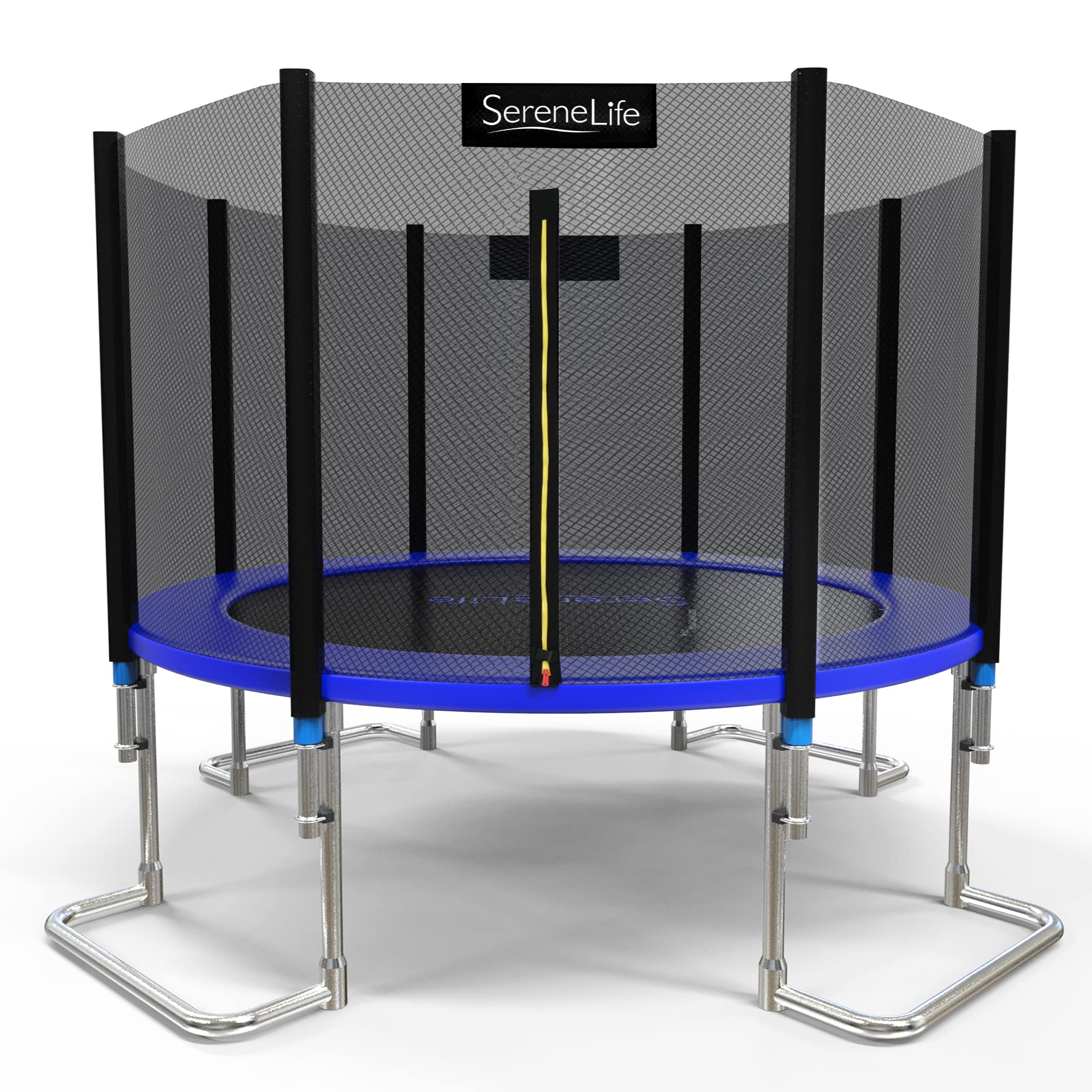 SereneLife ASTM Approved Trampoline with Net Enclosure - Stable, Strong Kids and Adult Trampoline with Net - Outdoor Trampoline 
