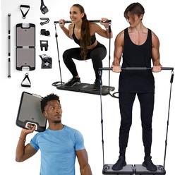 Nomadix Fitness EVO gym - Portable Home gym Strength Training Equipment, at Home gym All in One gym - 8 Resistance Bands, Base Holds gym Bar  Ha