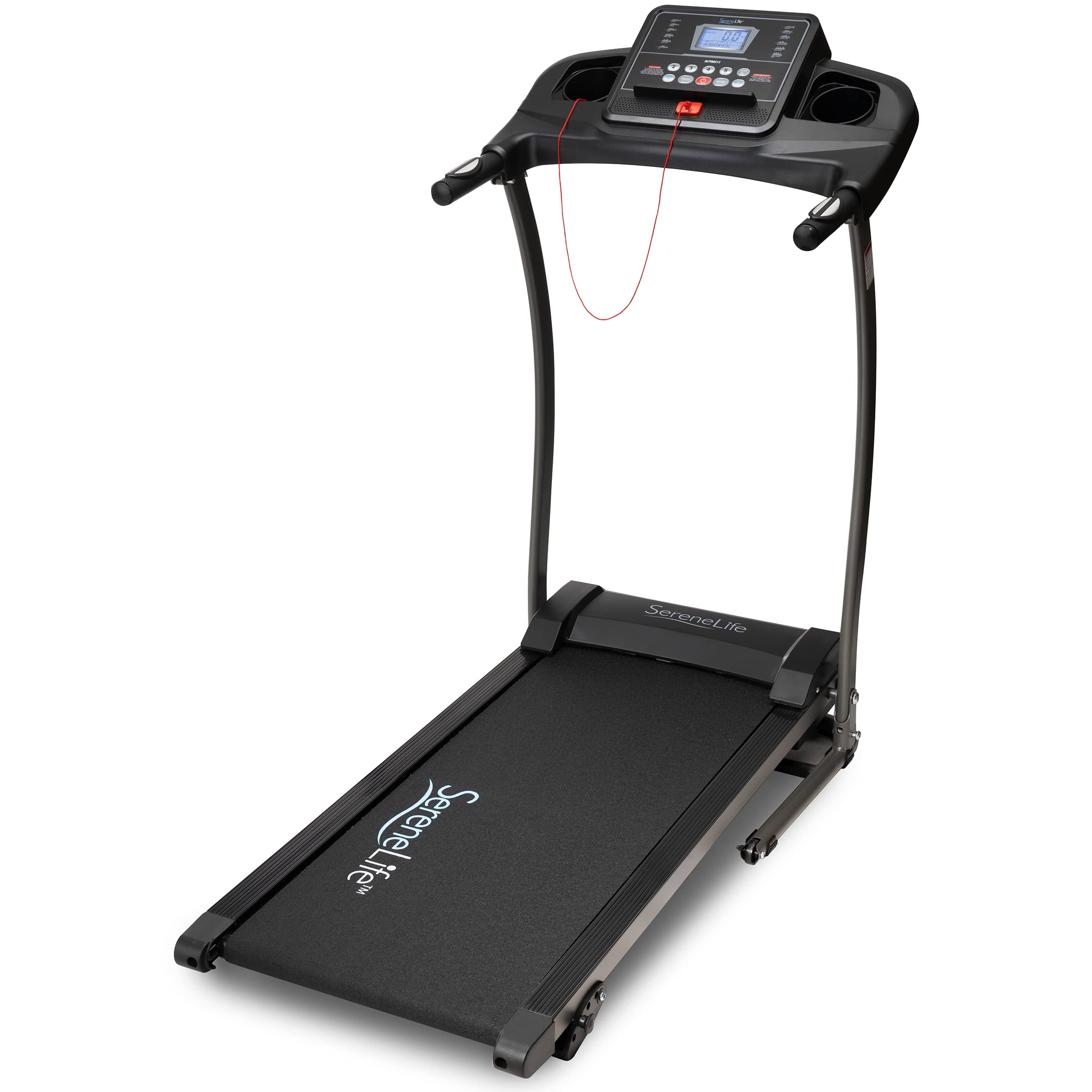SereneLife Folding Exercise Running Treadmill Machine, Upgraded Electric Motorized Exercise Equipment with 12 Pre-Set Program, 4