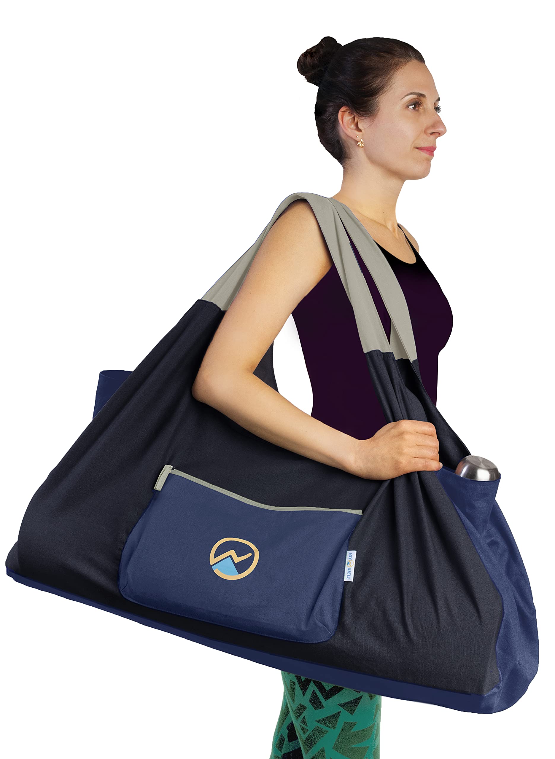 JoYnWell Large Yoga Mat Bag for Thick Mats, Blocks and Bolster with Water Bottle Holder, Full Zipper, Mat Straps, 3 Zip Pockets 