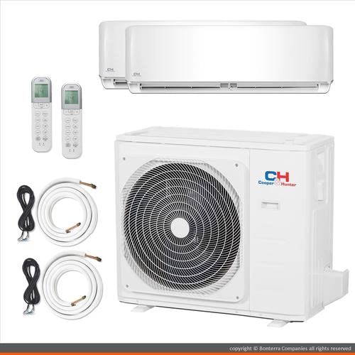 CooperHunter cooper and Hunter 2 Zone Mini Split - 12000  18000 Ductless Air conditioner - Pre-charged Dual Zone Mini Split - Includes Two Fr
