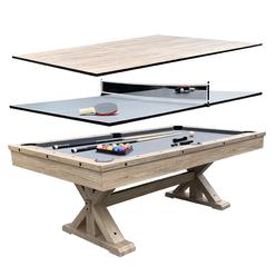 Freetime Fun 7-FT 3in1 Rockford conversion game Featuring Pool Table with Dining and Table Tennis Tables - Upgraded Accessories 