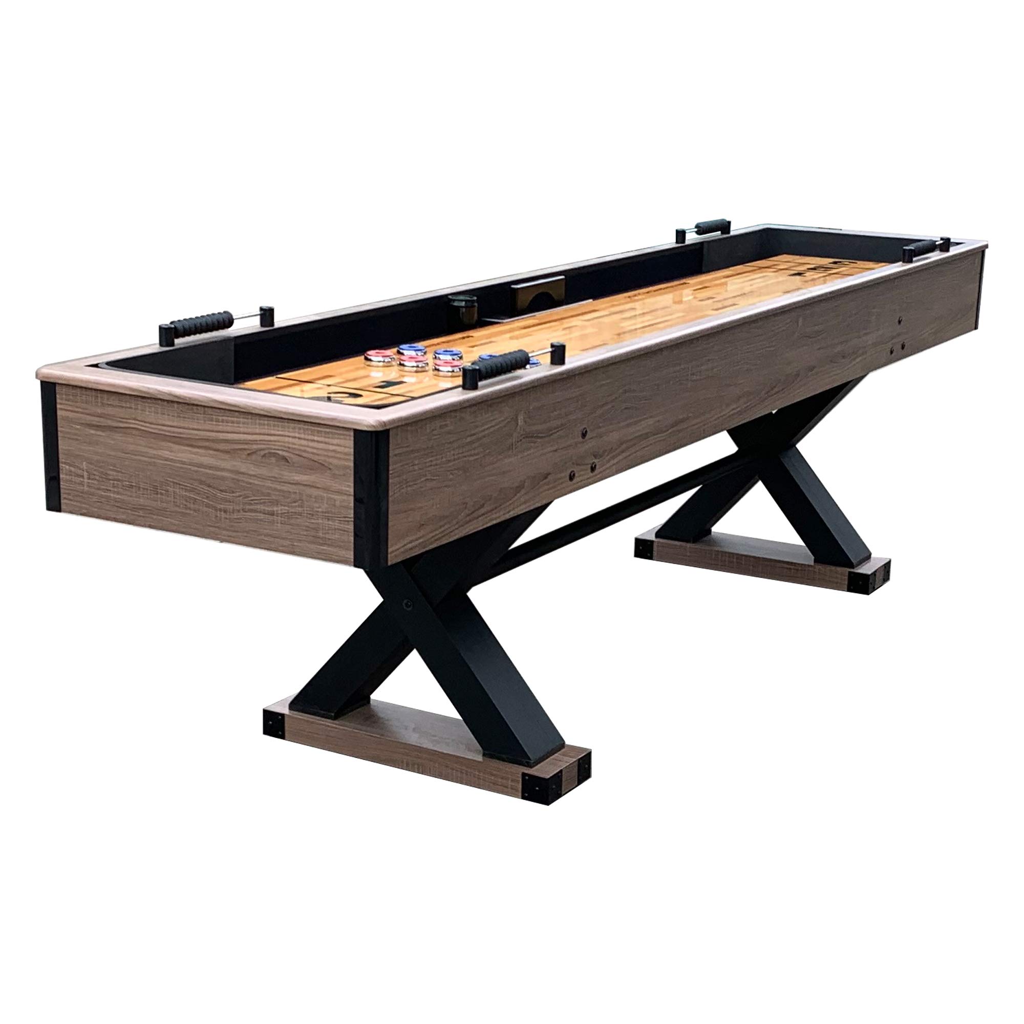 Hathaway&#153; Hathaway Excalibur 9-Ft Shuffleboard Table for great for Family Recreation game Rooms,includes 8 Pucks, Table Brush and Wax,Blac