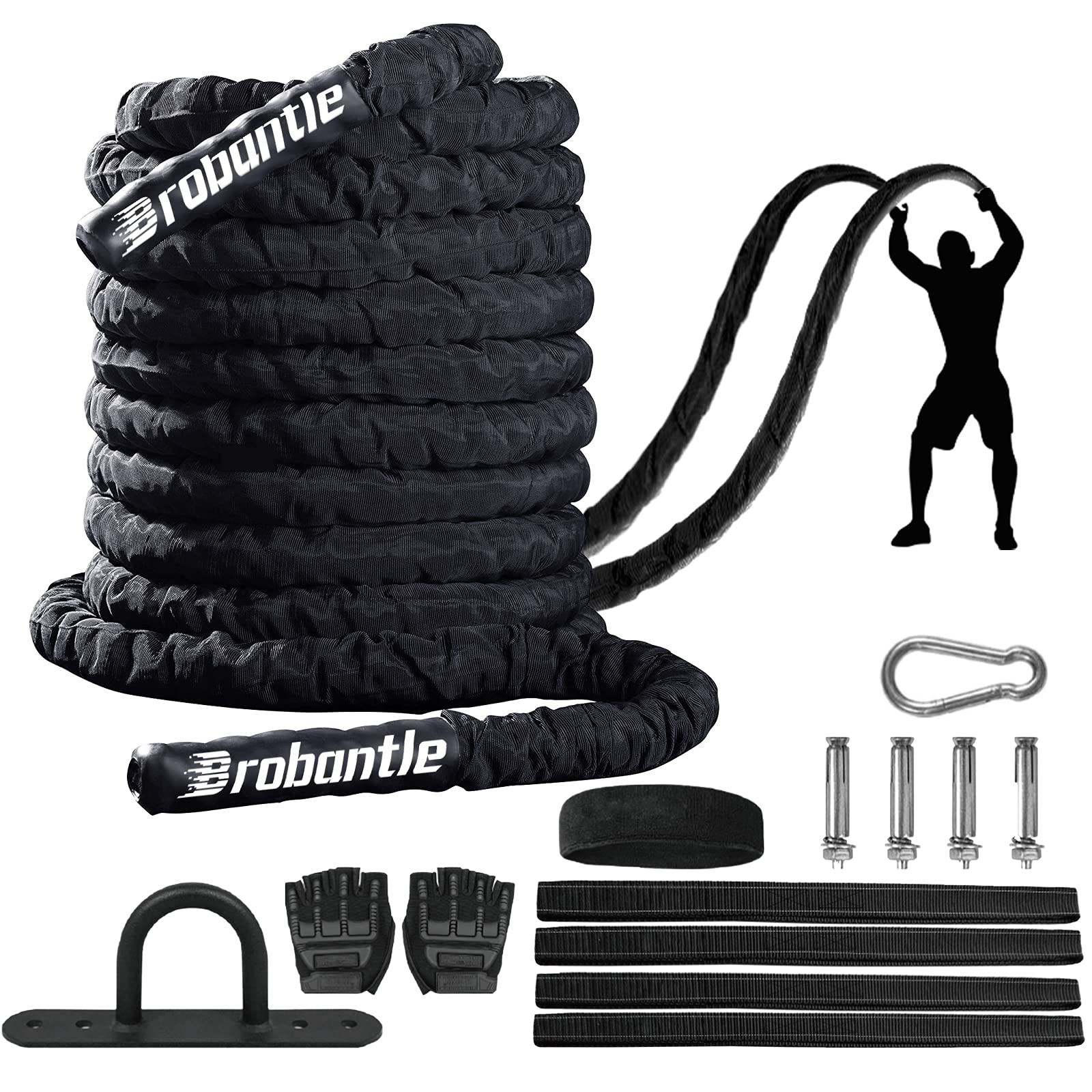 Brobantle Battle Ropes workout rope 2 inch Battle Ropes for Home gym Exercise  Ropes for Working Out Heavy Ropes for Exercise Training Weig, image size:1600x1600