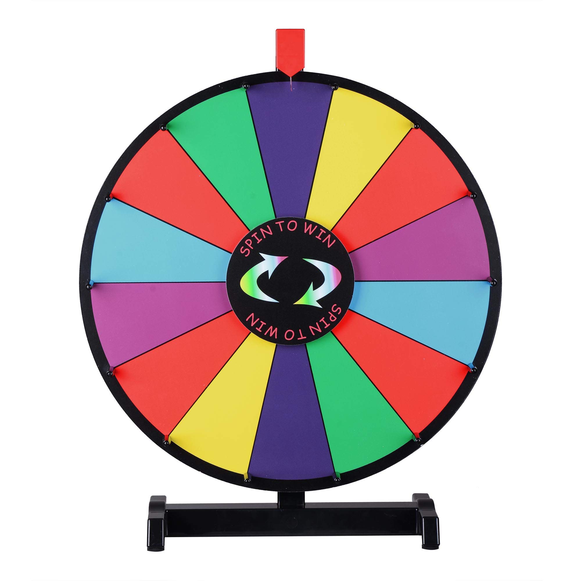 WinSpin 18-inch Round Tabletop color Prize Wheel 14 clicker Slots Heavy Duty Editable Spinning Wheel for Fortune Design carnival