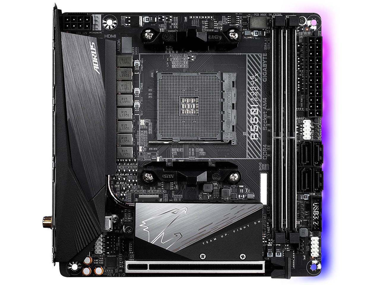 GIGABYTE B550I AORUS PRO AX AM4 AMD B550 Mini-ITX Motherboard with Dual M.2, SATA 6Gb/s, USB 3.2 Gen 1, WIFI 6, 2.5 GbE LAN, PCI