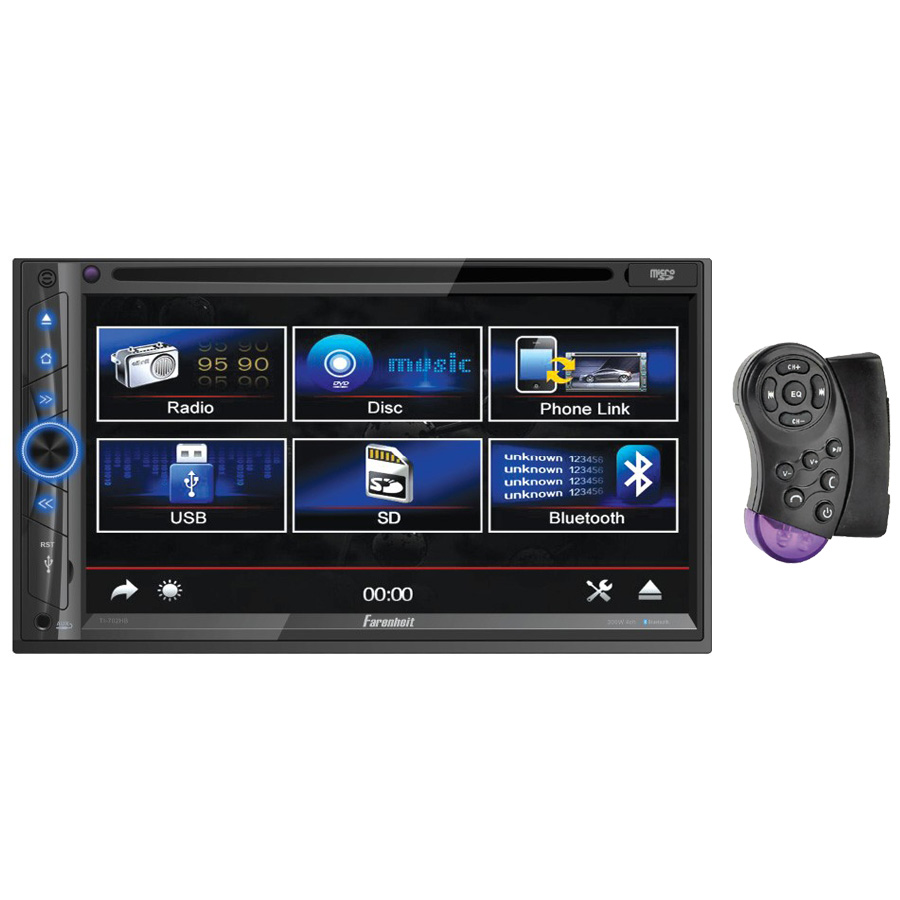 The Wholesale House, Inc Farenheit 7" LCD DDin Indash DVD Player Bluetooth Android phonelink remote