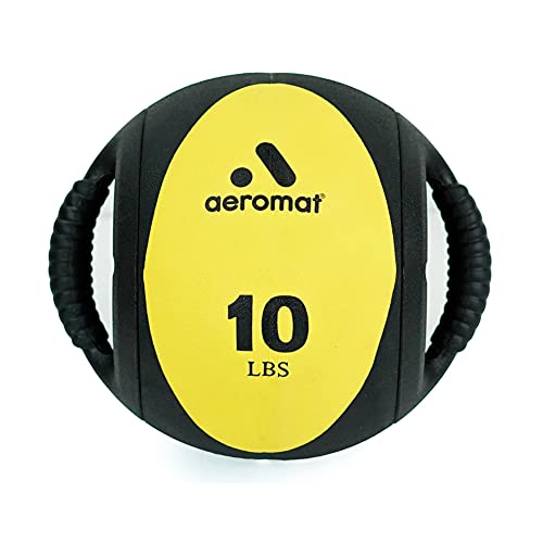 Aeromat Dual Grip Power Med Ball 9" diameter 10 LB - Black/Yellow