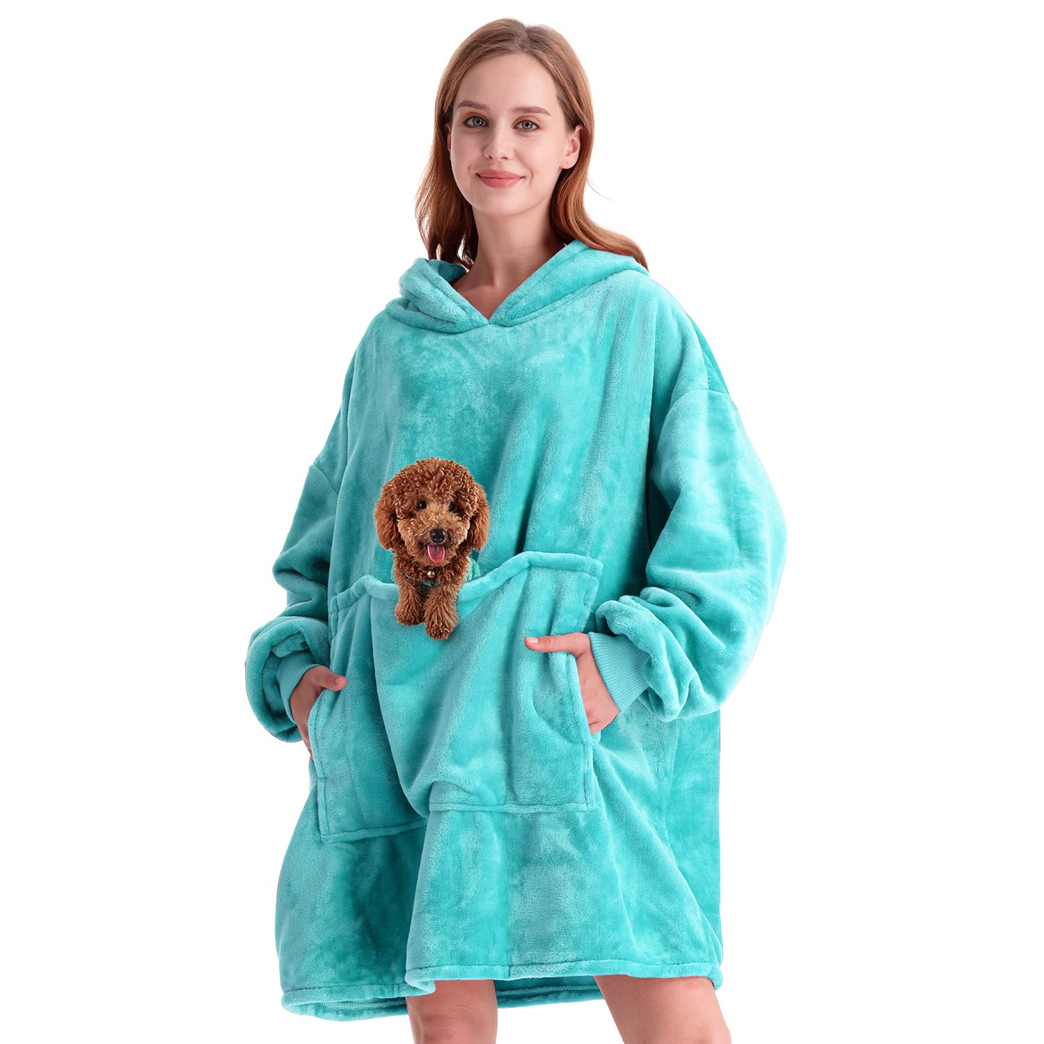 Aemilas Wearable Blanket Hoodie,Oversized Blanket Sweatshirt With Hood  Pocket And Sleeves,Cozy Soft Warm Plush Flannel Hooded Bl