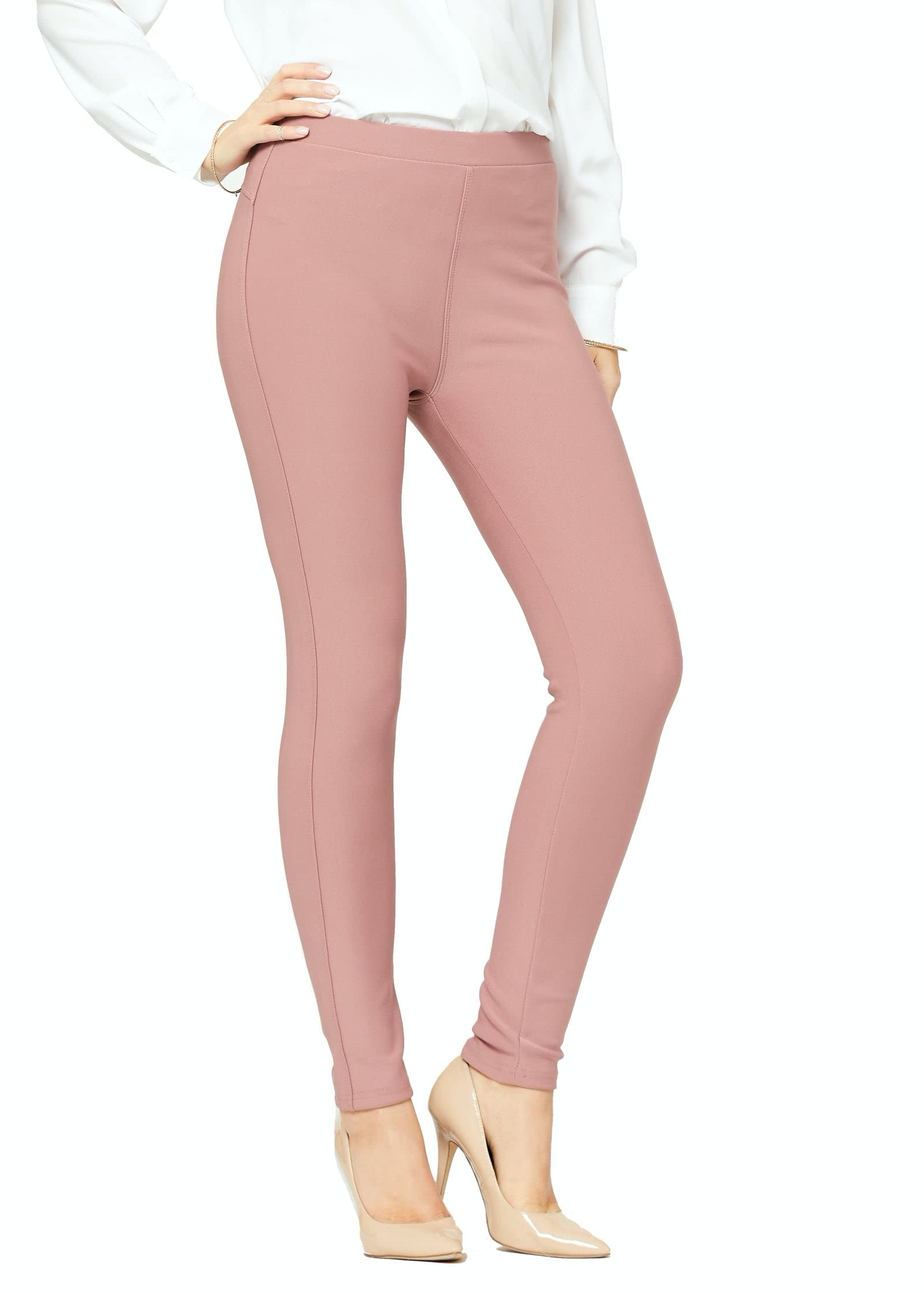 Conceited Premium Womens Stretch Ponte Pants - Dressy Leggings With Butt  Lift - Classic - Dusty Pink - Small-Medium