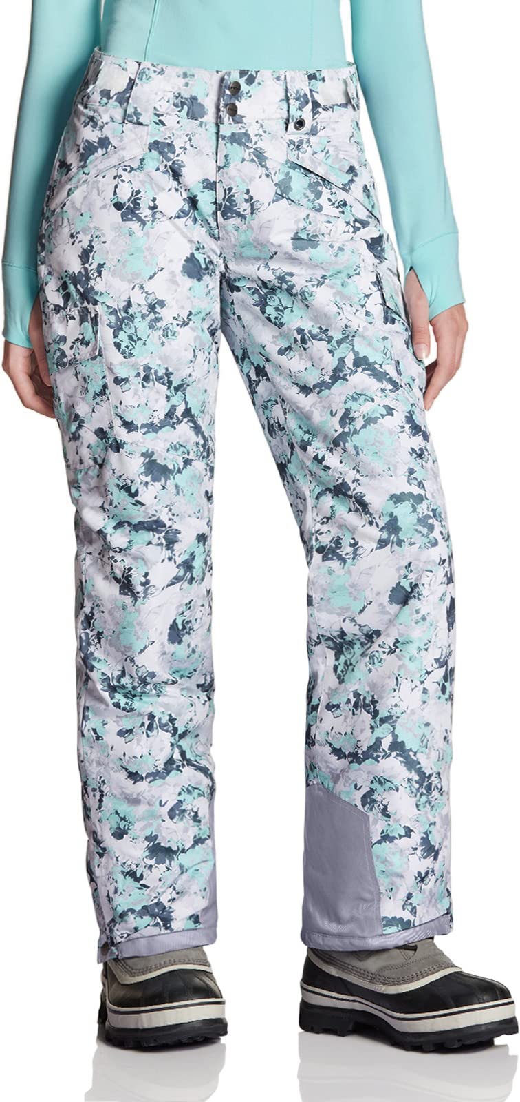 Tsla Womens Cargo Snow Pants Windproof Ski Insulated Waterproof Bottoms, Cargo Snow Pants Print Pastel Garden, X-Large