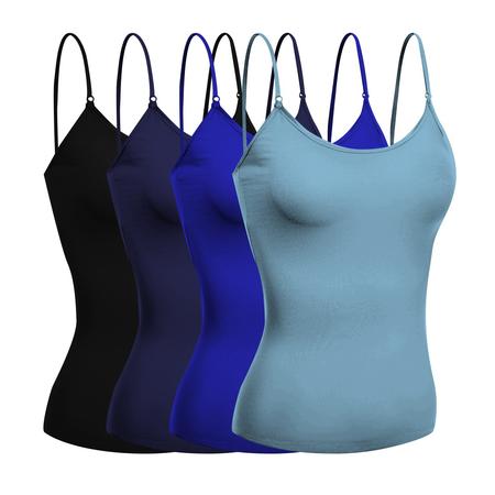 Emmalise Women's Camisole Built in Bra Wireless Fabric Support Short Cami  (4Pk DST Blue, RYL, Navy