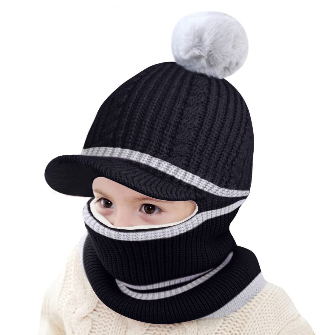 Bonvince Toddler Winter Hat, Baby Winter Hat, Fleece Lined Girls Boys Winter Hat, Kids Winter Hat Scarf Earflap Hood Skull Caps, 1-5T (66