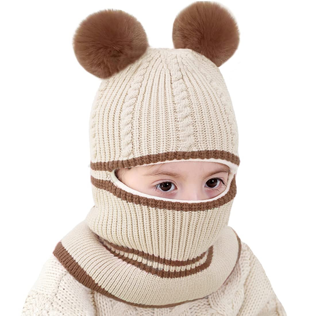 Bonvince Toddler Winter Hat, Baby Winter Hat, Fleece Lined Girls Boys Winter Hat, Kids Winter Hat Scarf Earflap Hood Skull Caps, 1-5T (Be