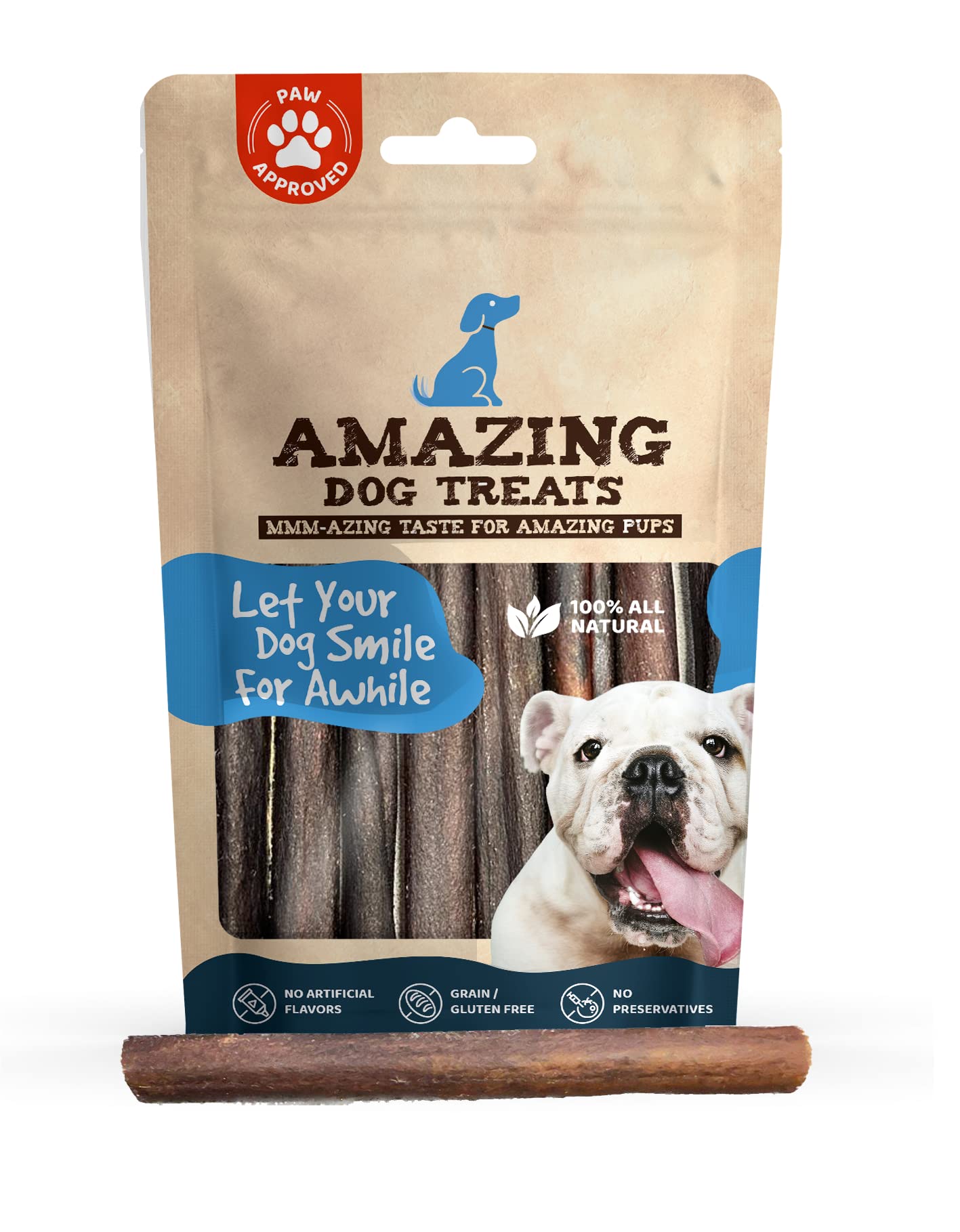 Amazing Dog Treats 6 Inch Collagen Stick - (10 Count) - Collagen Bully Sticks For Dogs - 95 Natural Collagen Sticks For Dogs - N
