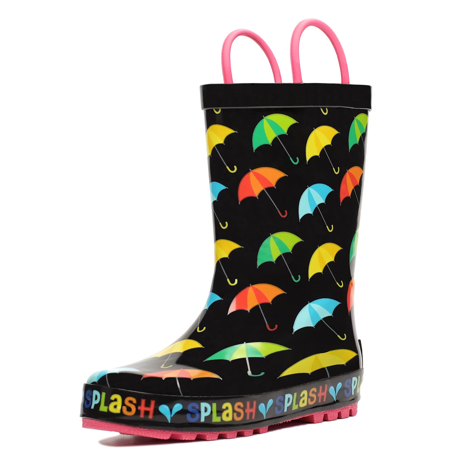 Landchief Toddler Rain Boots, Kids Rain Boots Waterproof Rubber Boots For Girls And Boys With Fun Patterns And Easy-On Handles,