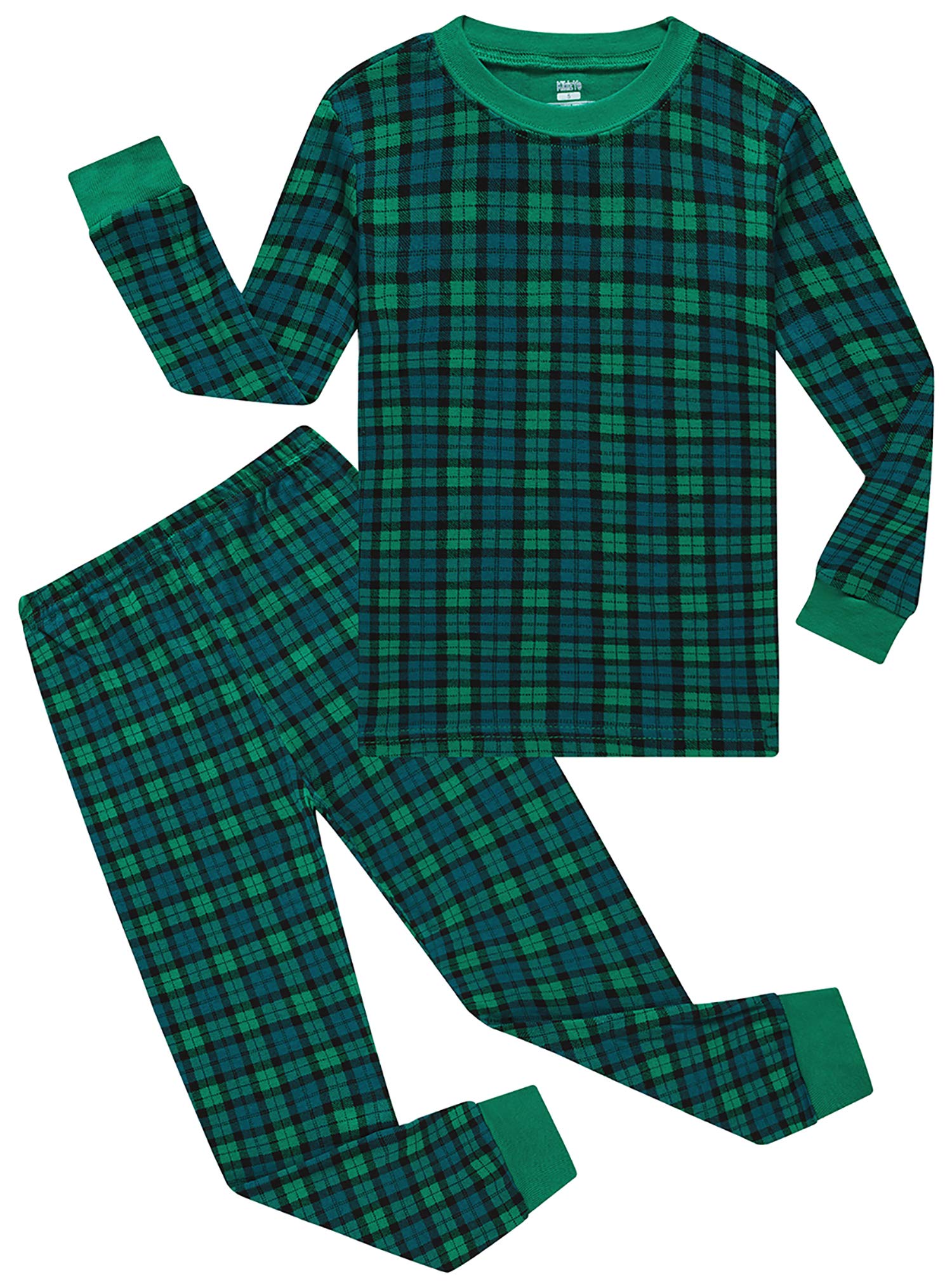 KikizYe Christmas Plaid Pjs Baby Boys Long Sleeve Pajamas 100 Cotton Green Sleepwear Holiday Infant Size 18-24 Months