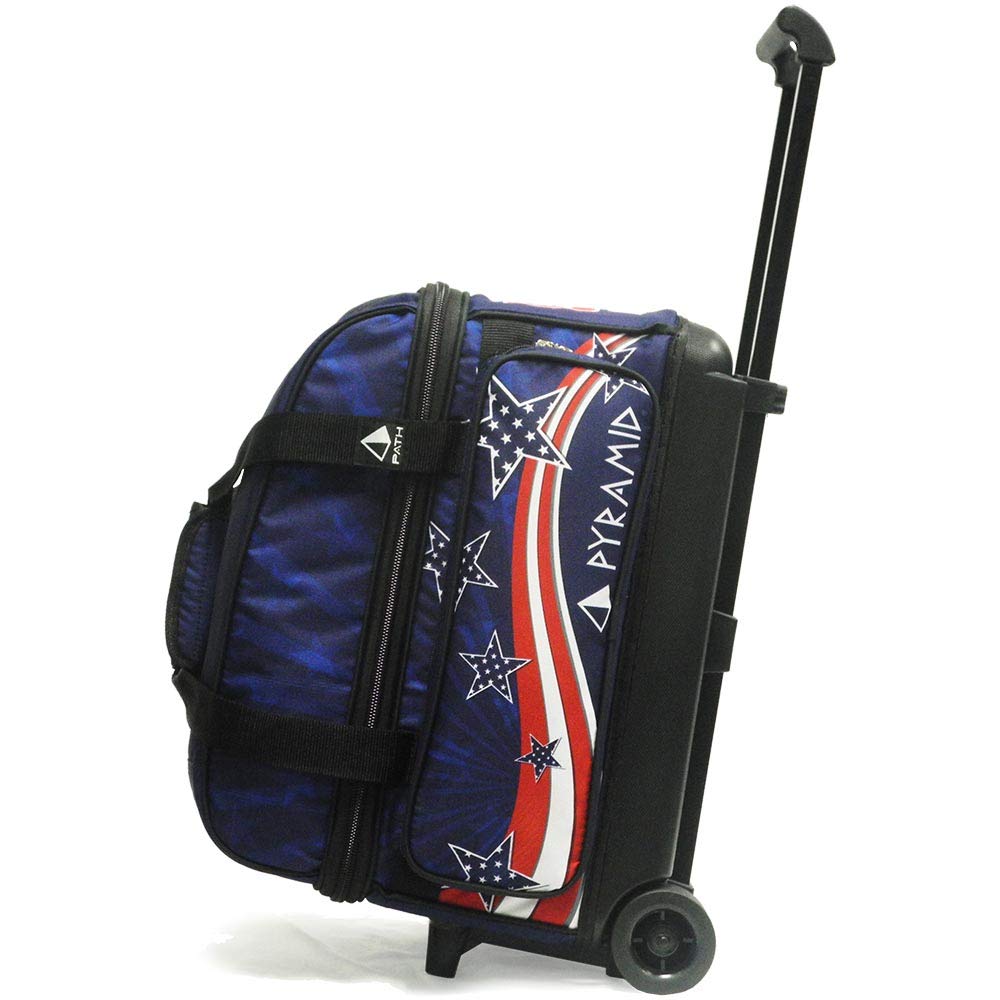 Pyramid Path Deluxe Double Roller With Oversized Accessory Pocket Bowling Bag (Flag - America)