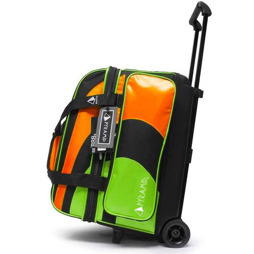 Pyramid Path Deluxe Double Roller With Oversized Accessory Pocket Bowling Bag (Lime Greenorange)