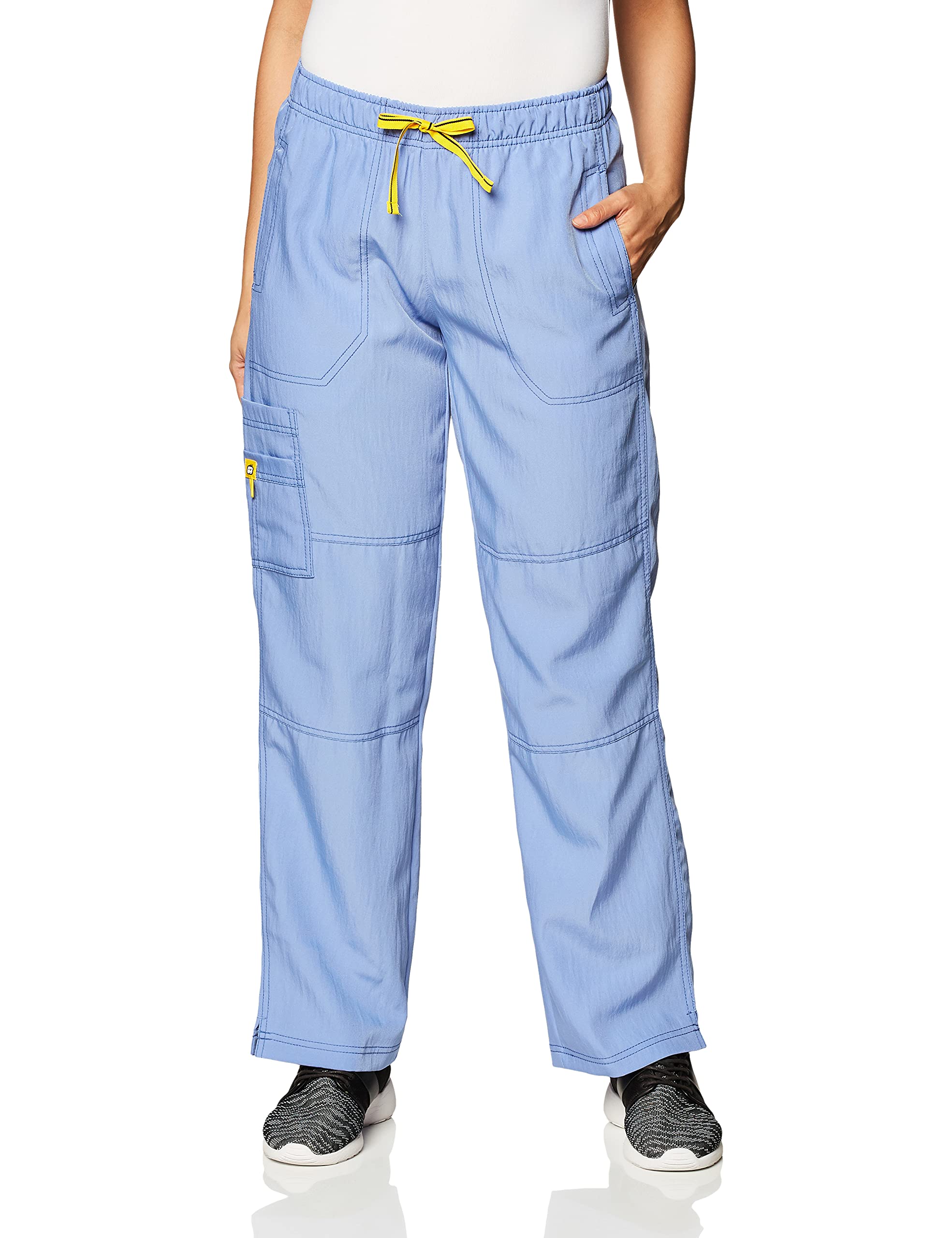 Wonderwink Womens Four Stretch Womens Cargo Medical Scrubs Pants, Ceil Blue, Large Tall Us