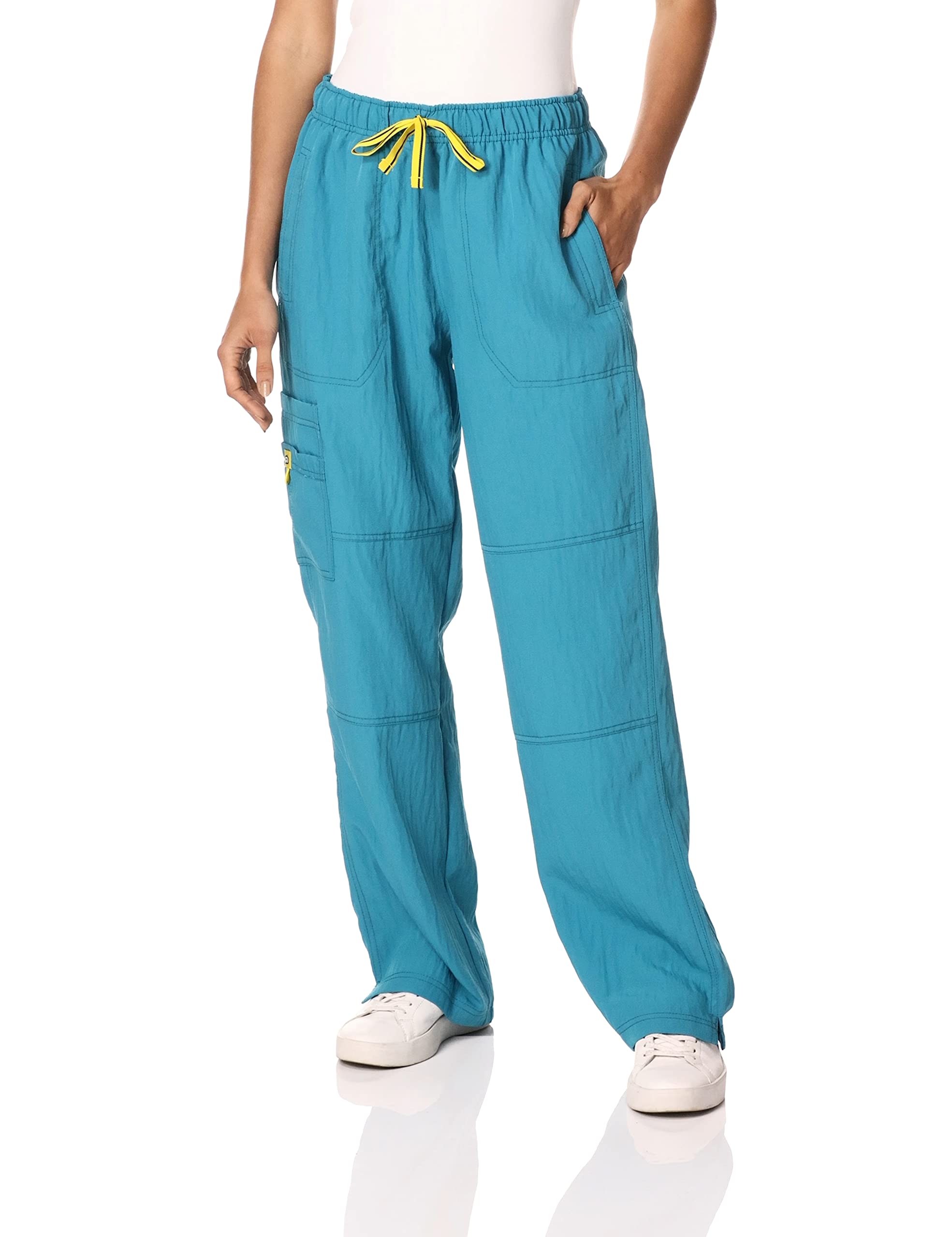 Wonderwink Womens Four Stretch Womens Cargo Medical Scrubs Pants, Royal, Large Tall Us