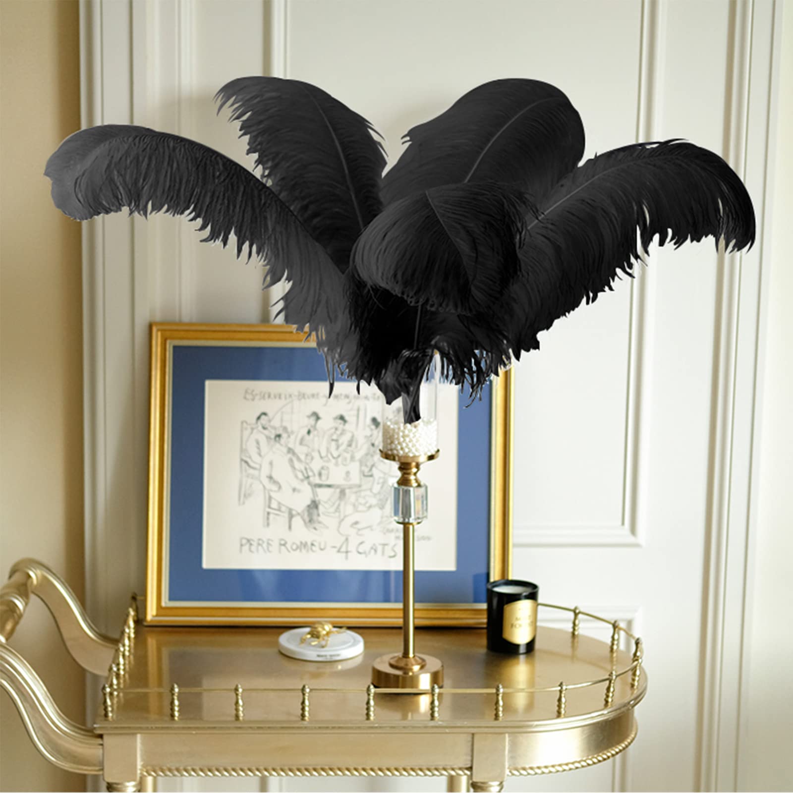 EVNNO Evnno 10 Pcs Natural Black Ostrich Feathers Making Kit,27-29 In Large  Ostrich Feathers Bulk For Wedding Party Centerpieces And V
