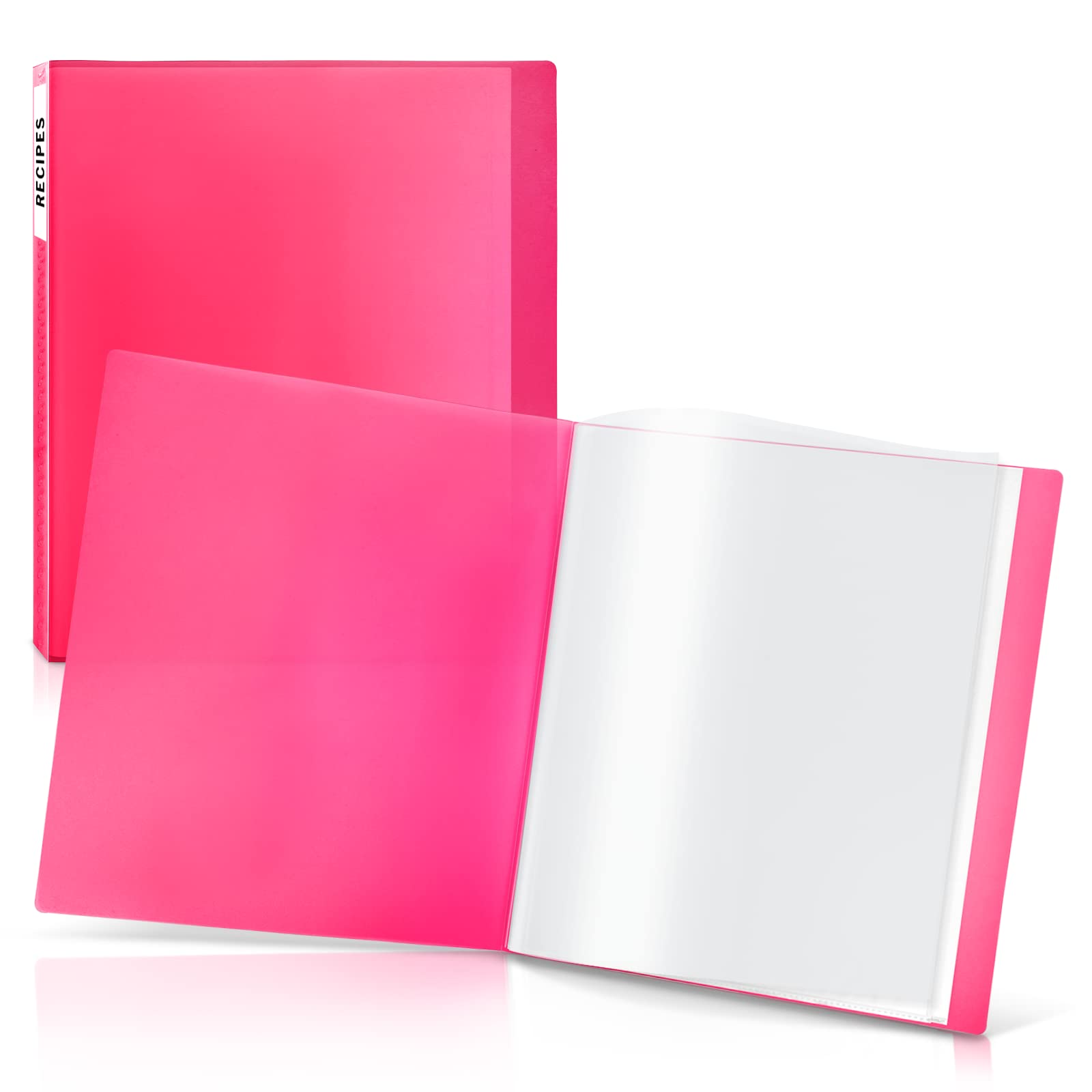 Cranbury Folder With Plastic Sleeves (Pink) - 85X11 Presentation Book With See-Through Cover And 24 Clear Sheet Protectors - 48
