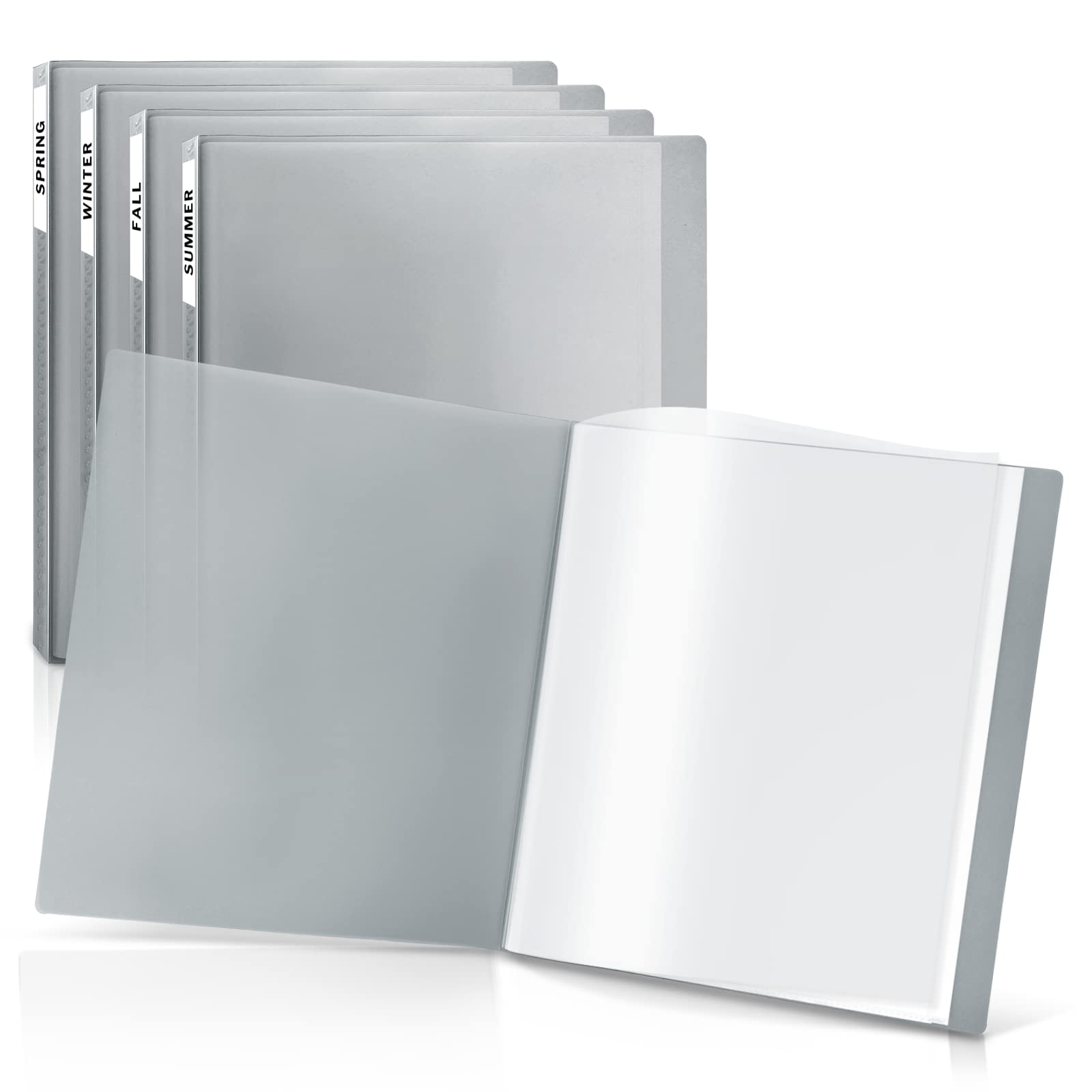 0 Cranbury Folder With Plastic Sleeves (4 Pack, Gray) - 85X11