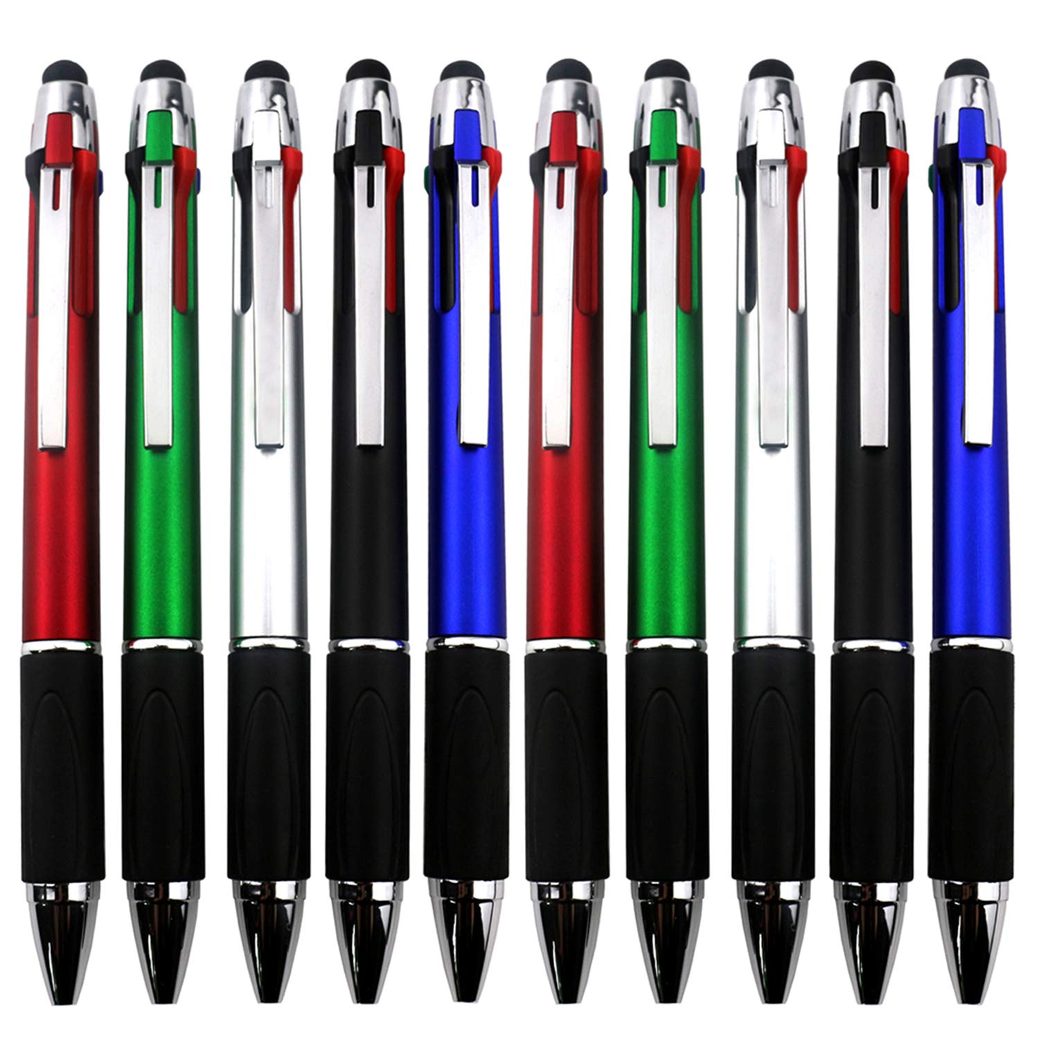 Misibao 4-Color Ballpoint Pen Multi Colored Pens In One Stylus Pens For Touch Screens Pens Medium Point(10Mm) (5-Count)