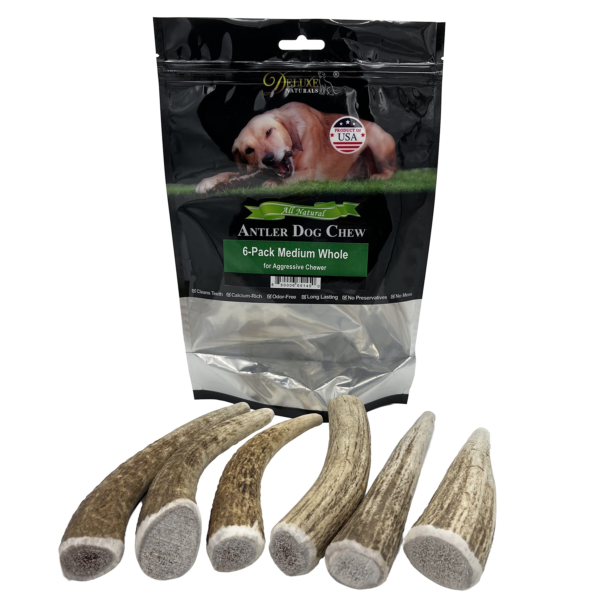 Deluxe Naturals Elk Antler Chews For Dogs Naturally Shed Usa Collected Elk Antlers All Natural A-Grade Premium Elk Antler Dog Ch