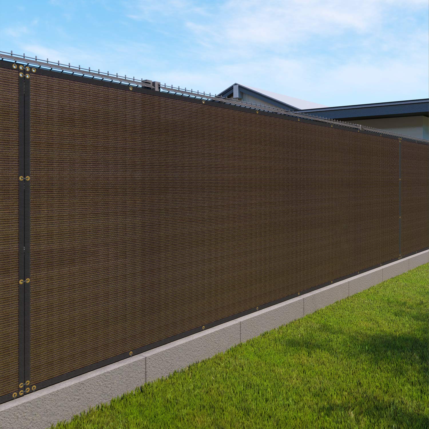 Windscreen4Less Heavy Duty Fence Privacy Screen Brown 4 X 220 With Reinforced Bindings And Brass Grommets Garden Windscreen Mesh