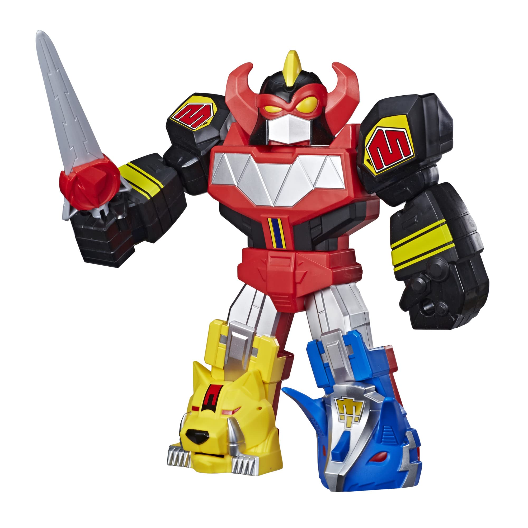 Power Rangers playskool heroes mega mighties power rangers megazord action figure, 12-inch mighty morphin power rangers toy for kids ages 3