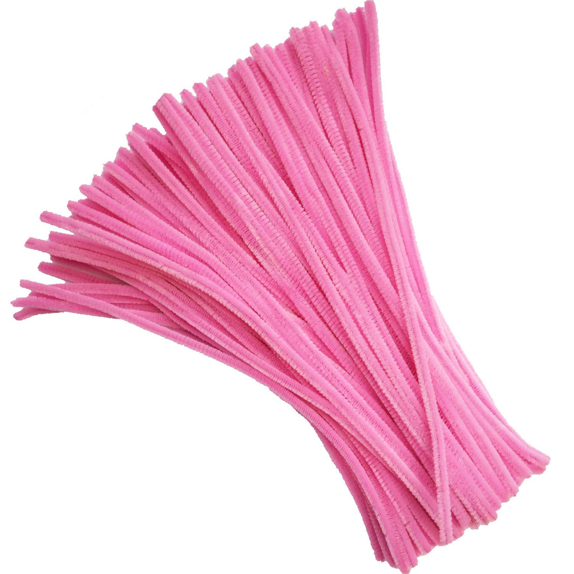 Carykon 100 Pcs Fuzzy Chenille Stems Pipe Cleaners For Arts And Crafts  (Pink)