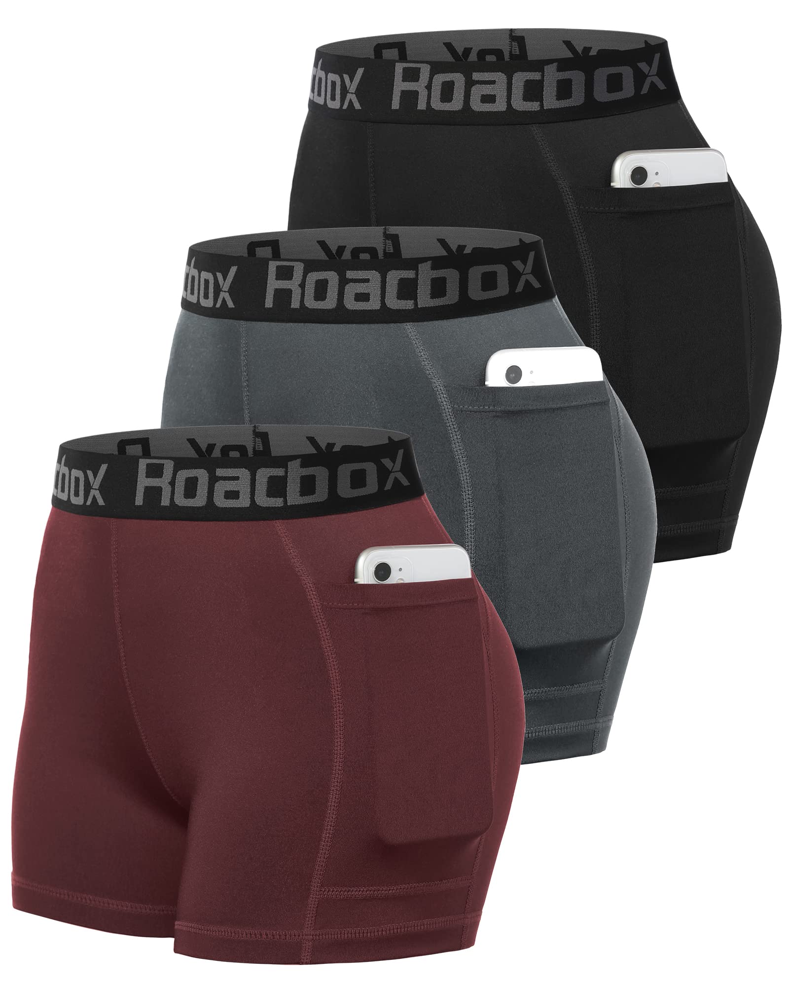 Roadbox Womens Spandex Shorts With Pockets: Ultra-Soft Tight Fit