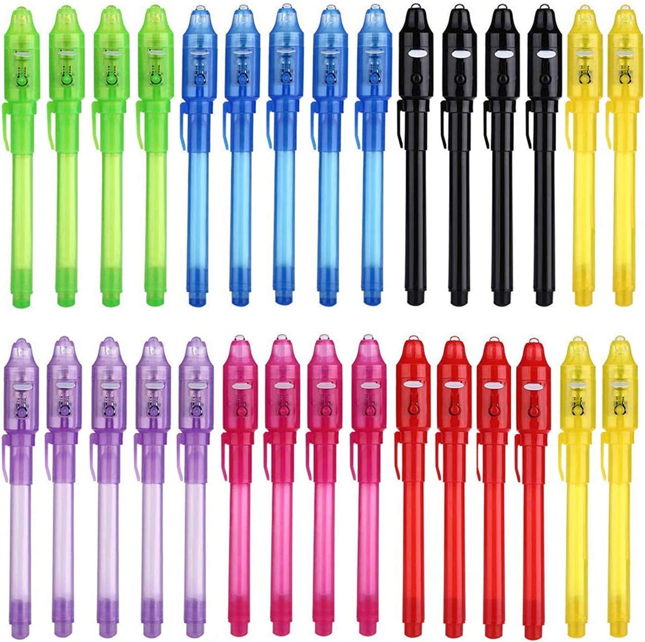 DazSpirit 30pcs Invisible Ink Pens with UV Light Party Bag Fillers for Boys and Girls, Magic Pen Disappearing Ink Pen for Kids, UV Pen for