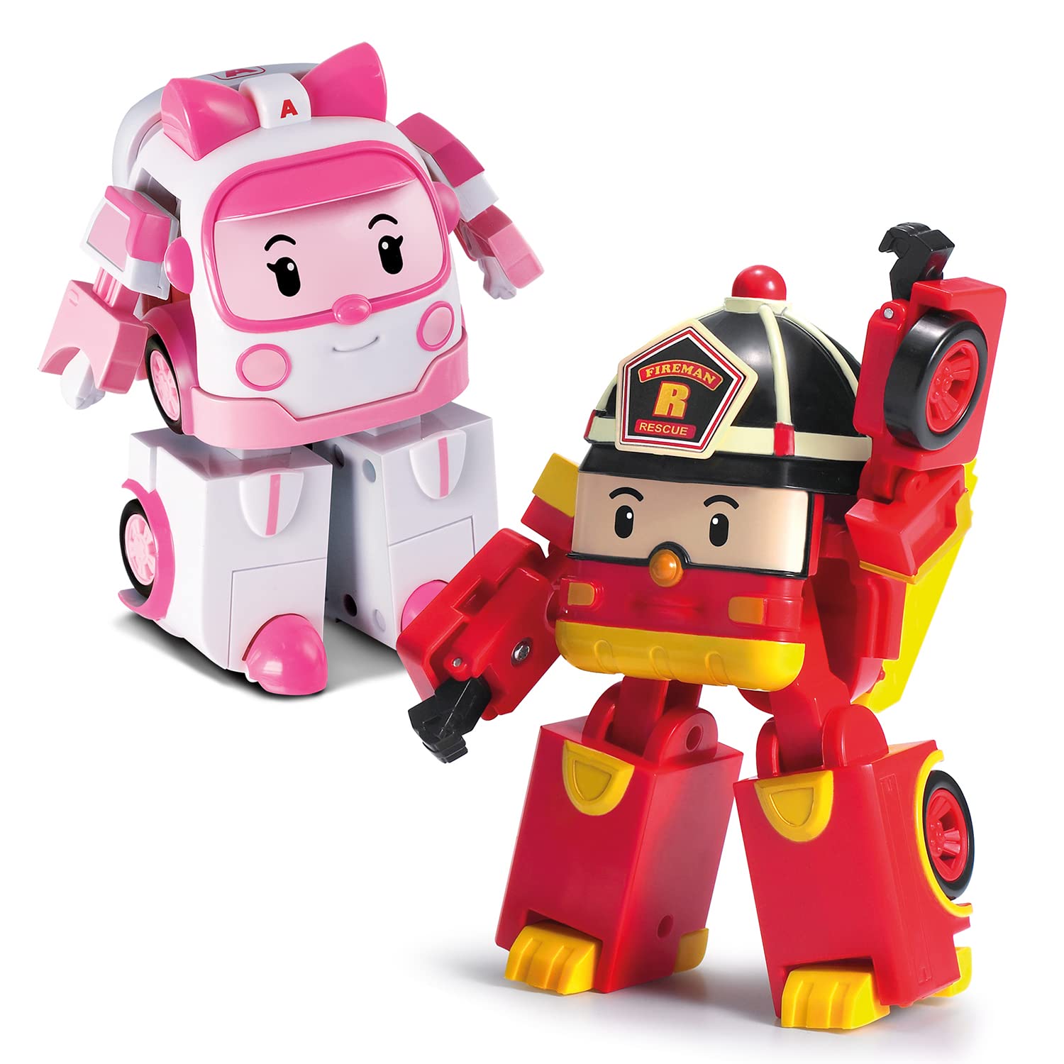 Robocar Poli 2 Pack] Roy Amber Transforming Robot Toys, 4 Transformable
