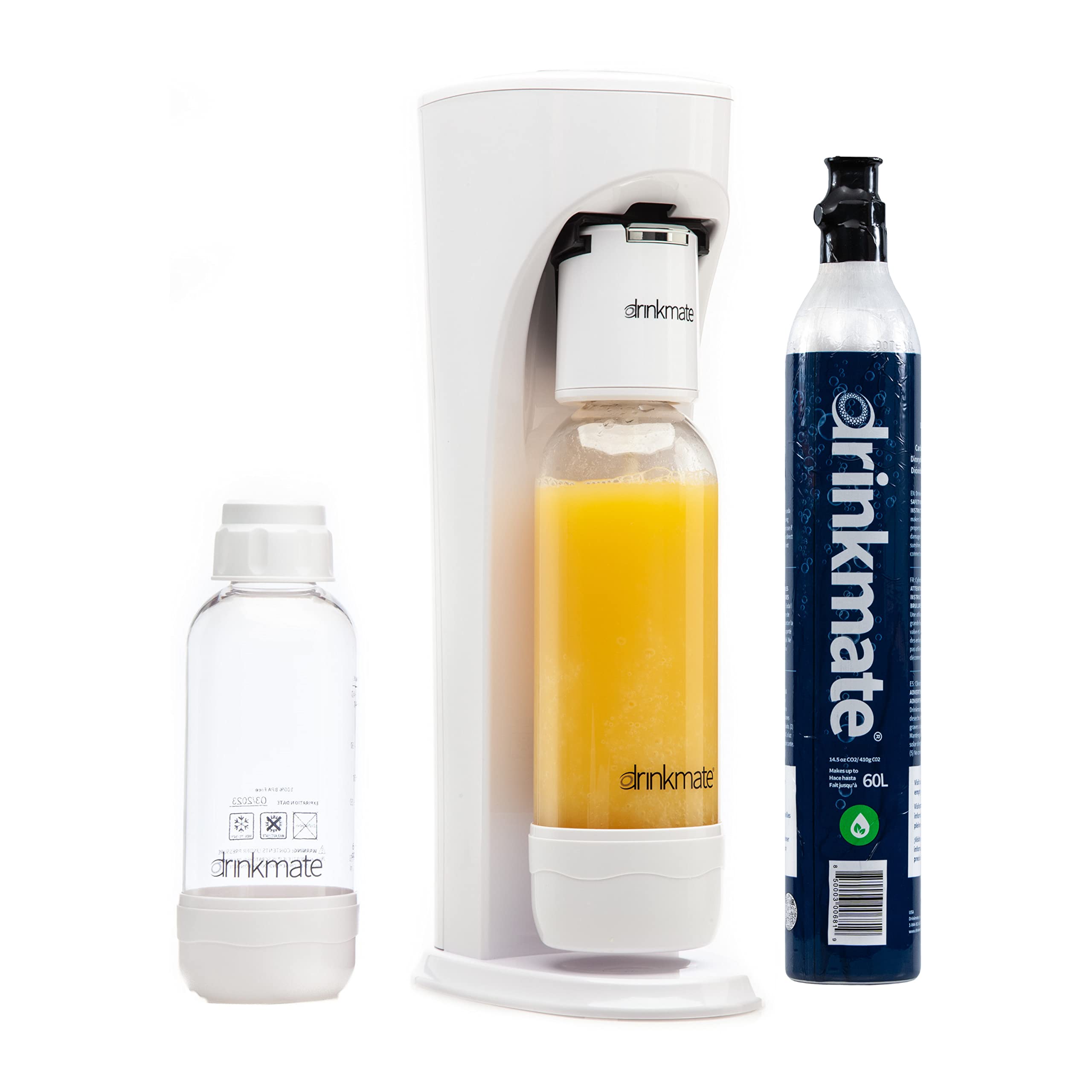 Drinkmate Omnifizz Sparkling Water And Soda Maker, Carbonates Any Drink, Special Bundle - Includes 60L Co2 Cylinder, Two Carbona