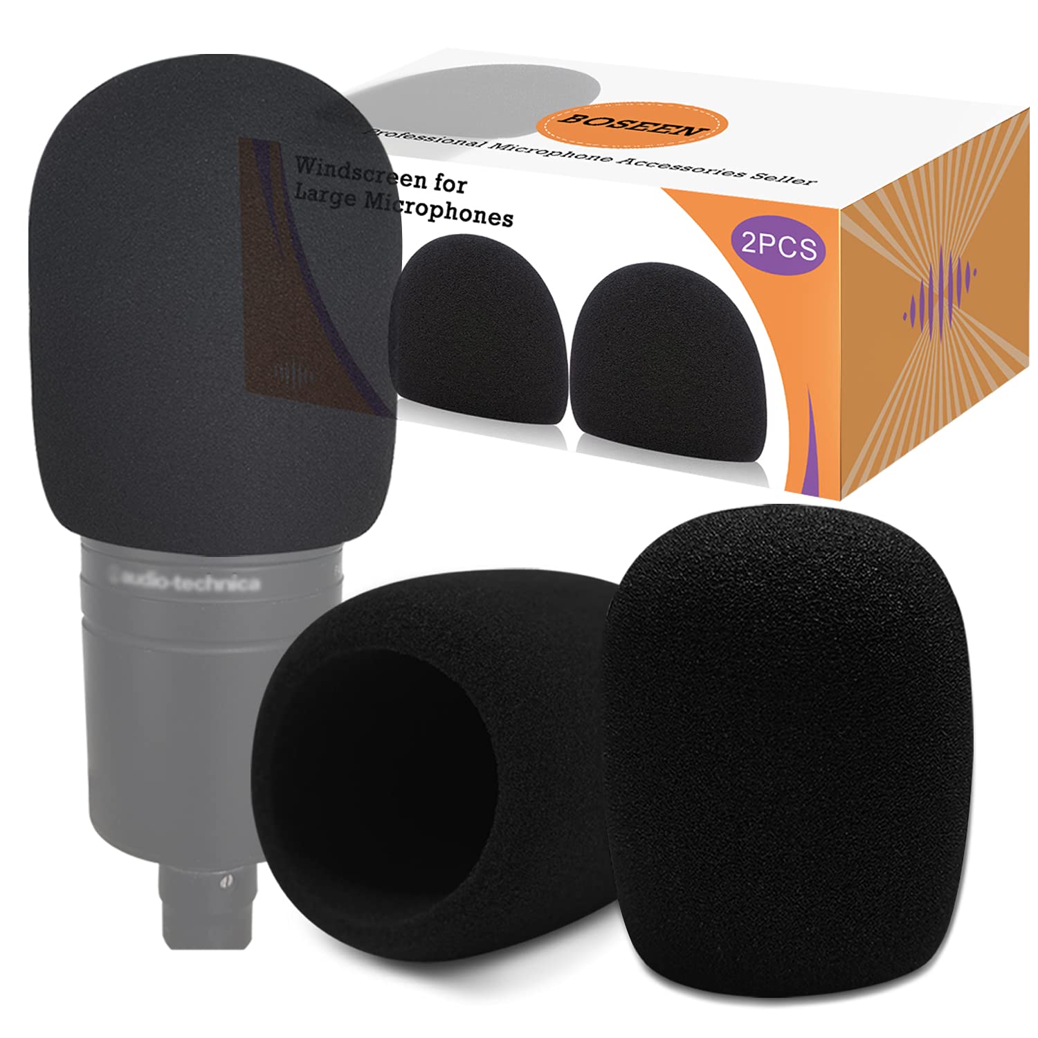 Boseen Mic Cover Foam Microphone Windscreen 2Pcs Pop Filter For At2020, At2020Usb, At2020Usbi, At2035, At2050 Recording Condenser Micro