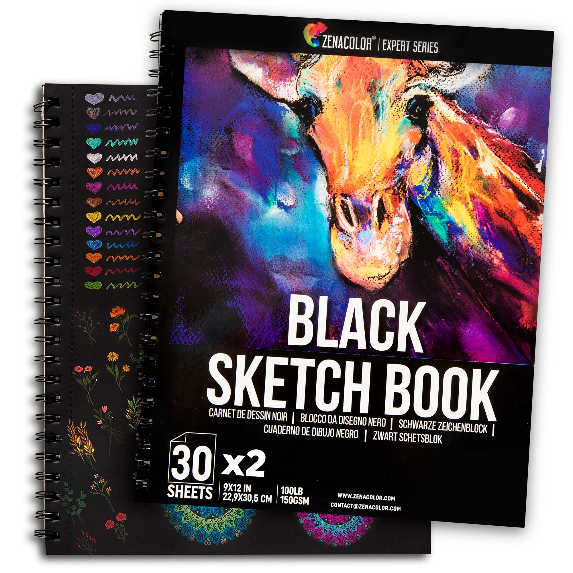 Zenacolor Black Sketchbook (Pack Of 2, 60 Sheets) 9X12A