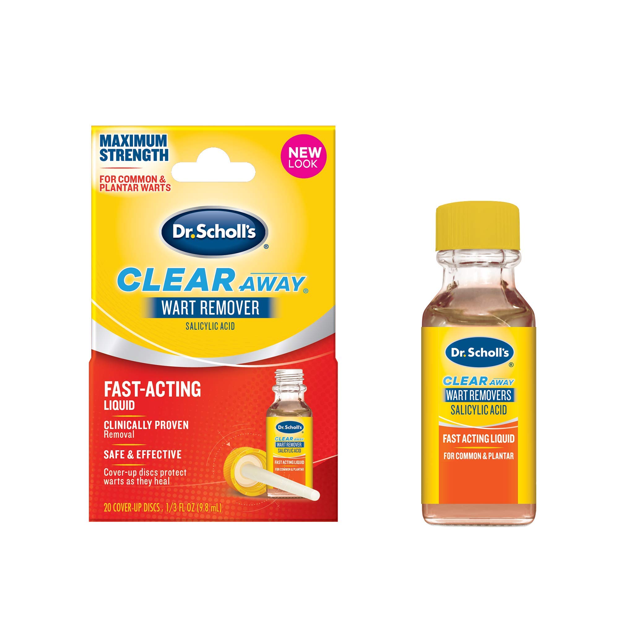 Dr Scholl\'s Dr Scholls Liquid Wart Remover (33 Oz) With 20 Cover Up Discs, Safe For Children And Kids 4, Salicylic Acid For Plantar Wart Rem