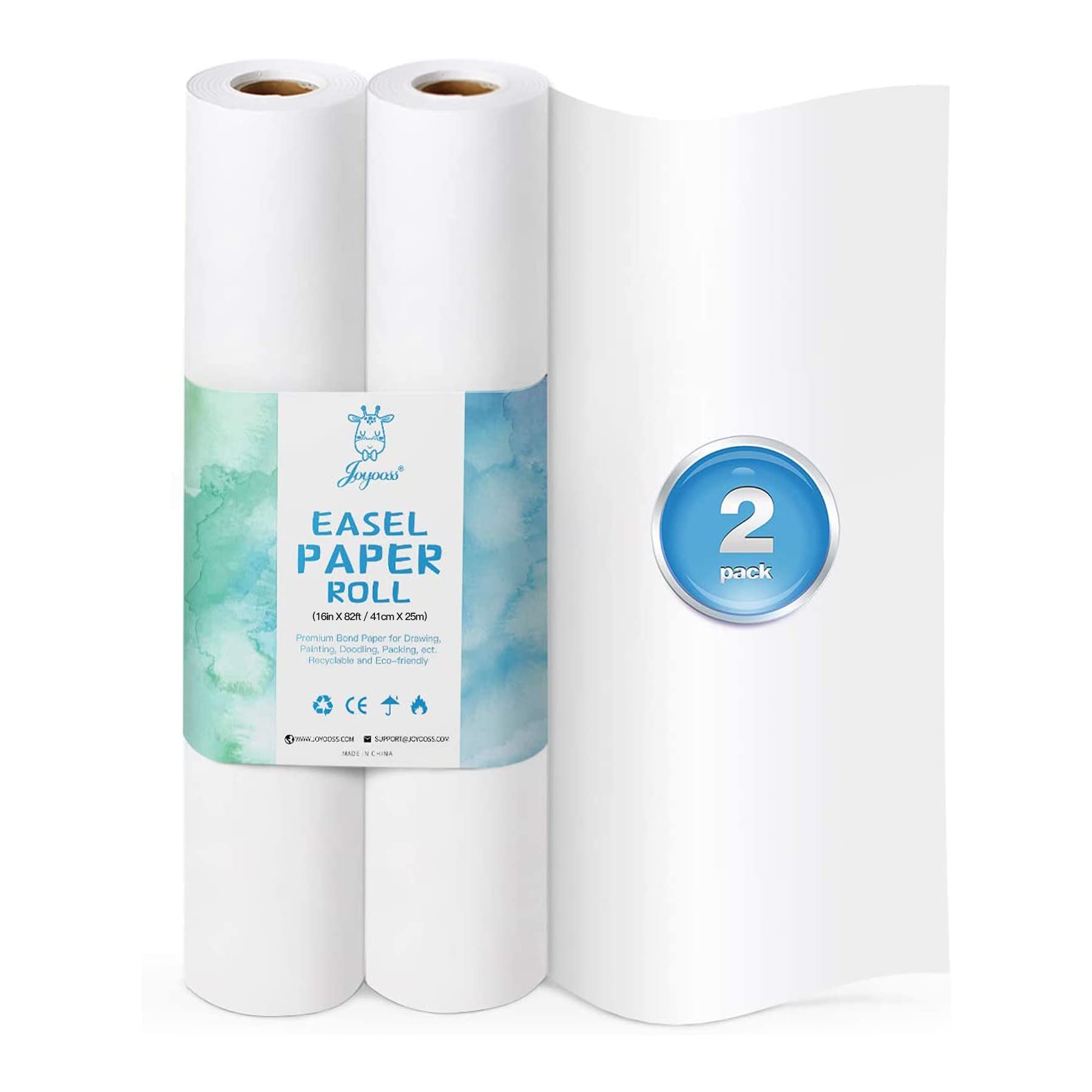 Joyooss Easel Paper Roll, 16 Inches By 82 Feet (2 Pack Total 164 Feet), Art And Craft Paper, Painting Paper For Kids