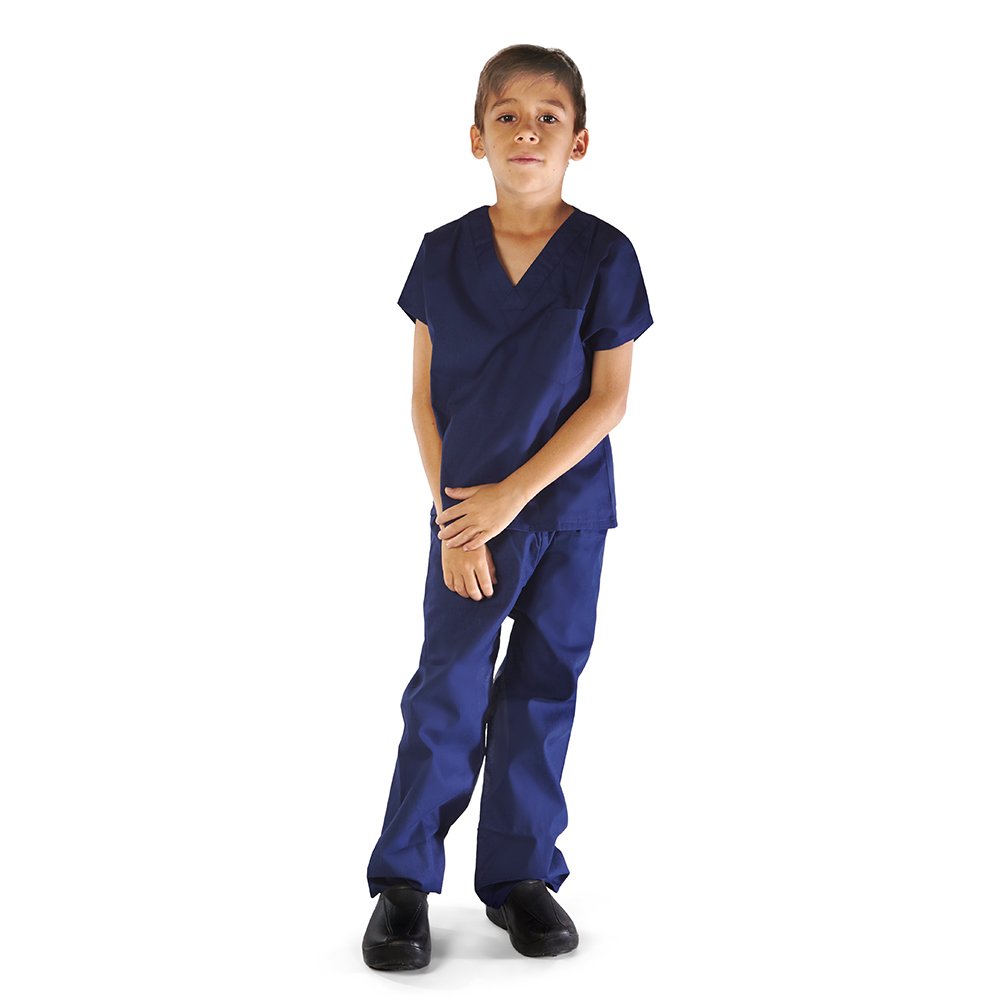 Mm Scrubs Super Soft Children Scrub Set Kids Dress Up (4, True Navy Blue)