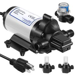 Dreyoo Water Pressure Diaphragm Pump Industrial 115V, Self Priming Pump 4 Gpm 45 Psi Include Power Plug, Fittings Strainer Filter For K