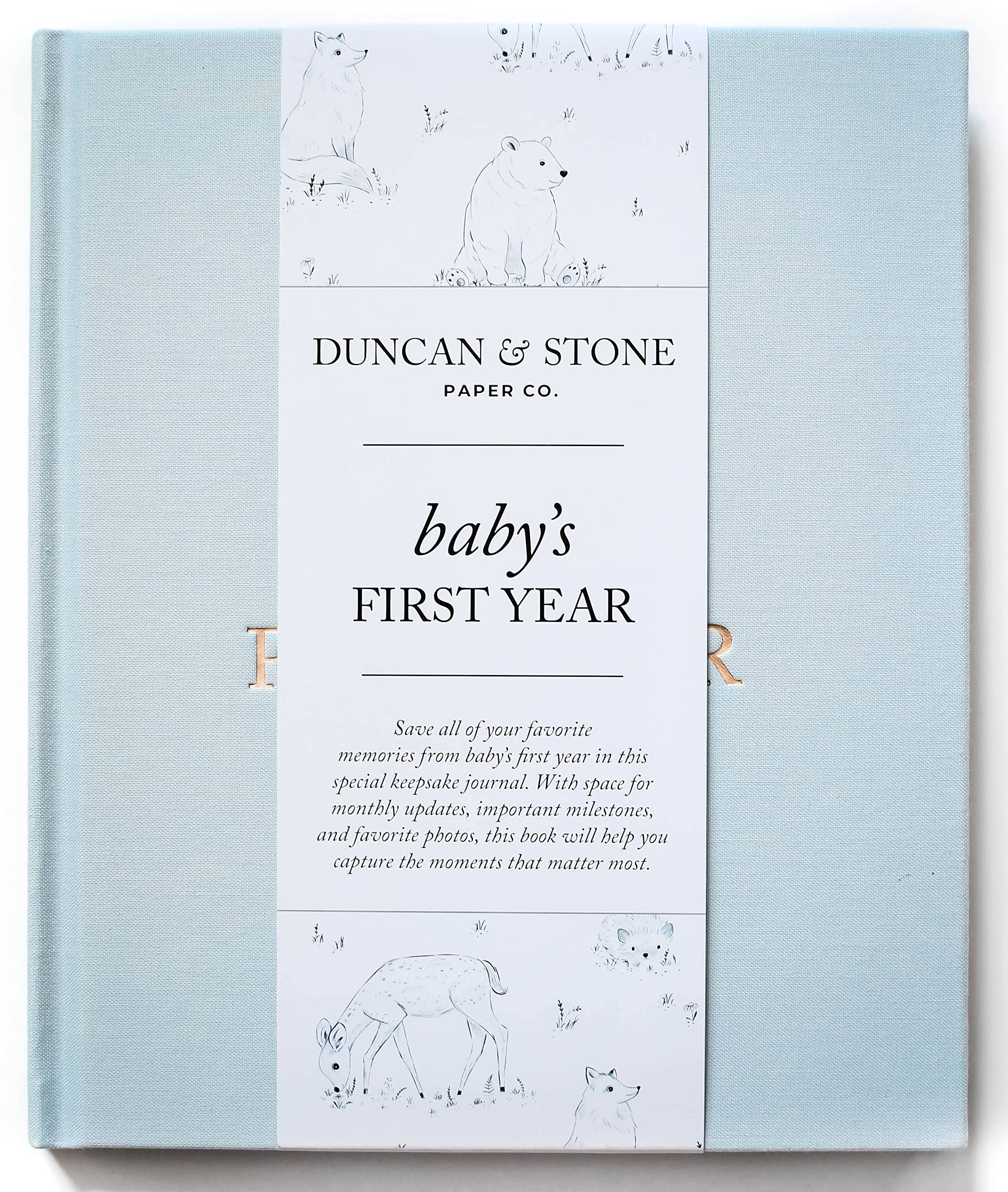 DUNCAN  STONE PAPER  Baby First Year Book (Sky Blue, 112 Pages) - Memory  Milestone Baby Photo Album From Pregnancy To Babys 1St Year - Baby Memory G