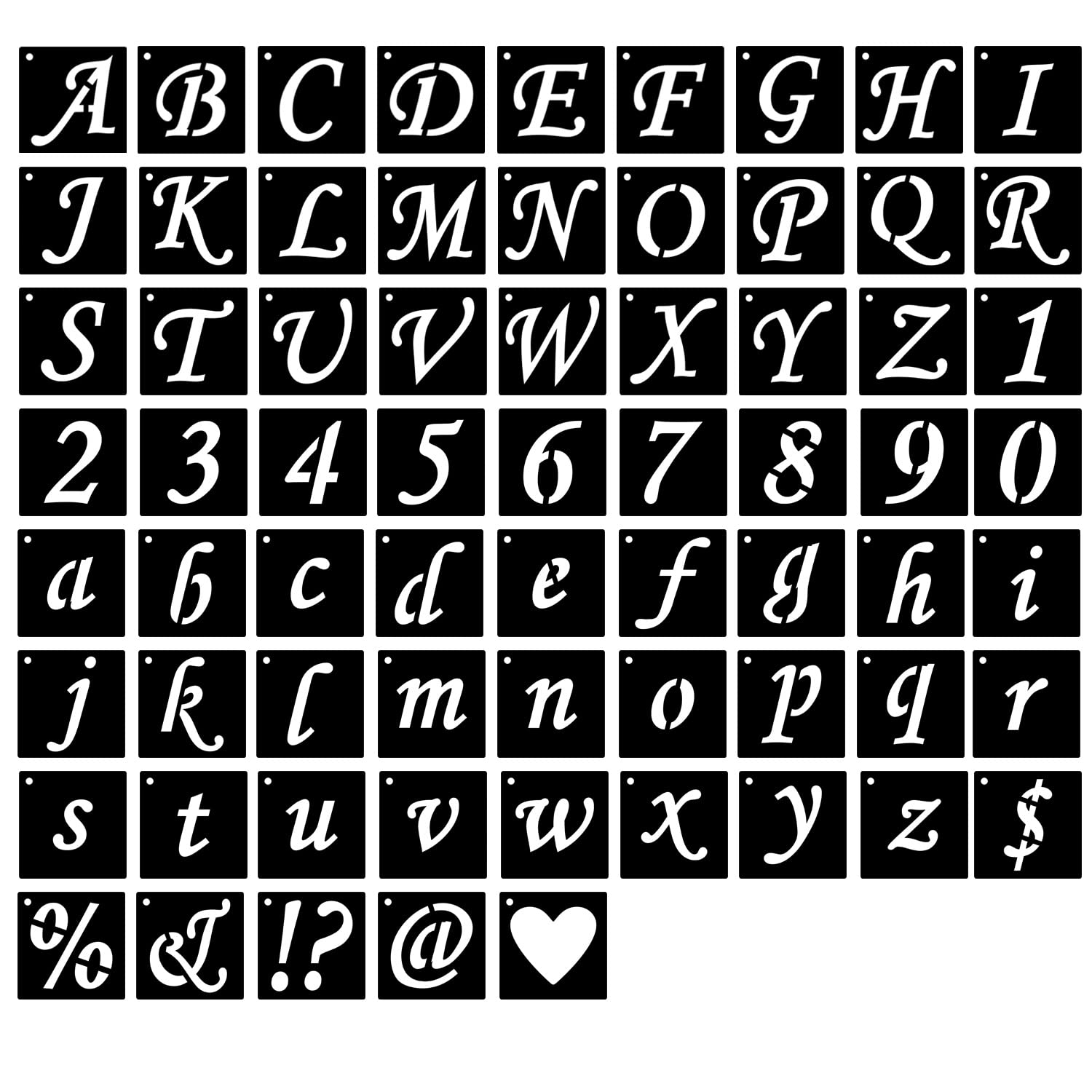 Eage Alphabet Letter Stencils 2 Inch, 68 Pcs Reusable Plastic Letter Number Symbol Stencil Kit For Painting On Wood, Wall, Fabri