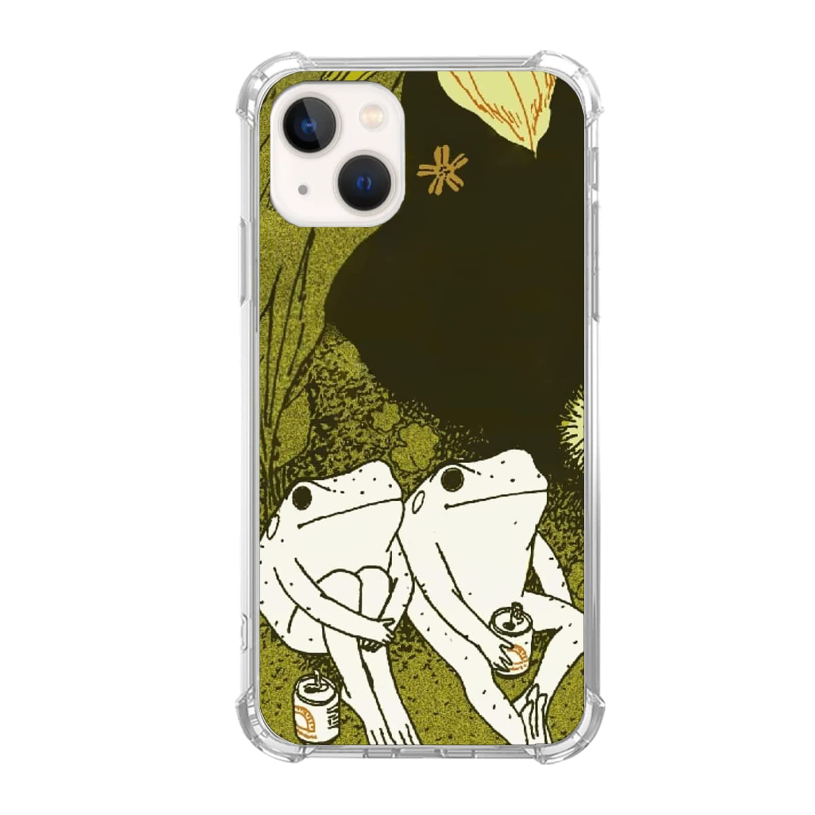 Nsyosio Reto Frogs Case For Iphone 13,Aesthetic Drinking Frogs Case For Men Women,Unique Cool Tpu Bumper Case Compatible With Ip