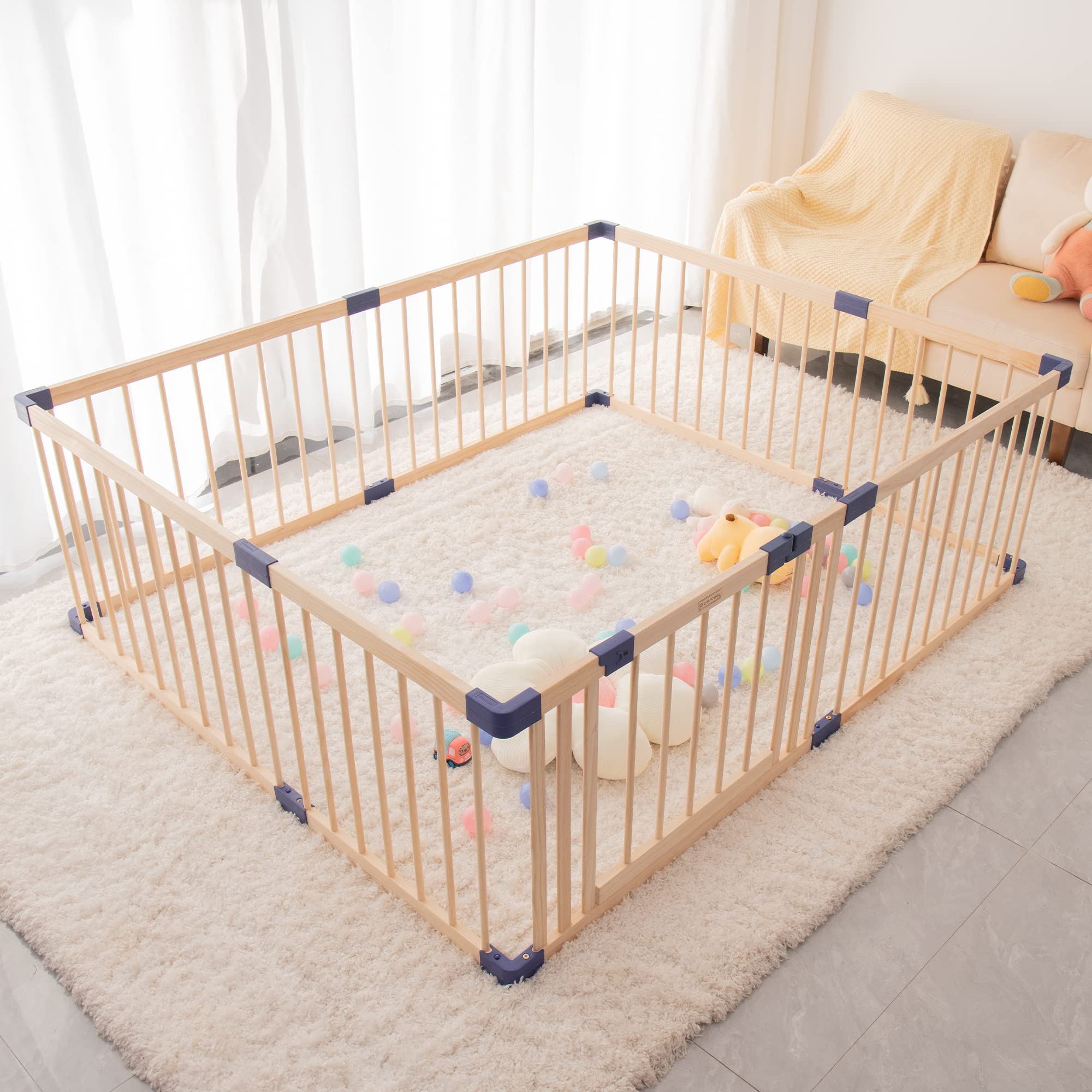 Bonrcea Baby Playpen Kids Fence With Safety Gate, Safety And Anti 