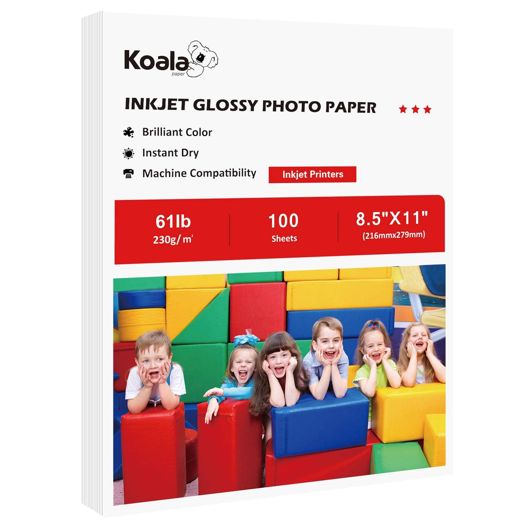 KOALA PAPER Koala Heavyweight Photo Paper High Glossy 85X11 Inches For Inkjet Printing 100 Sheets 61Lb